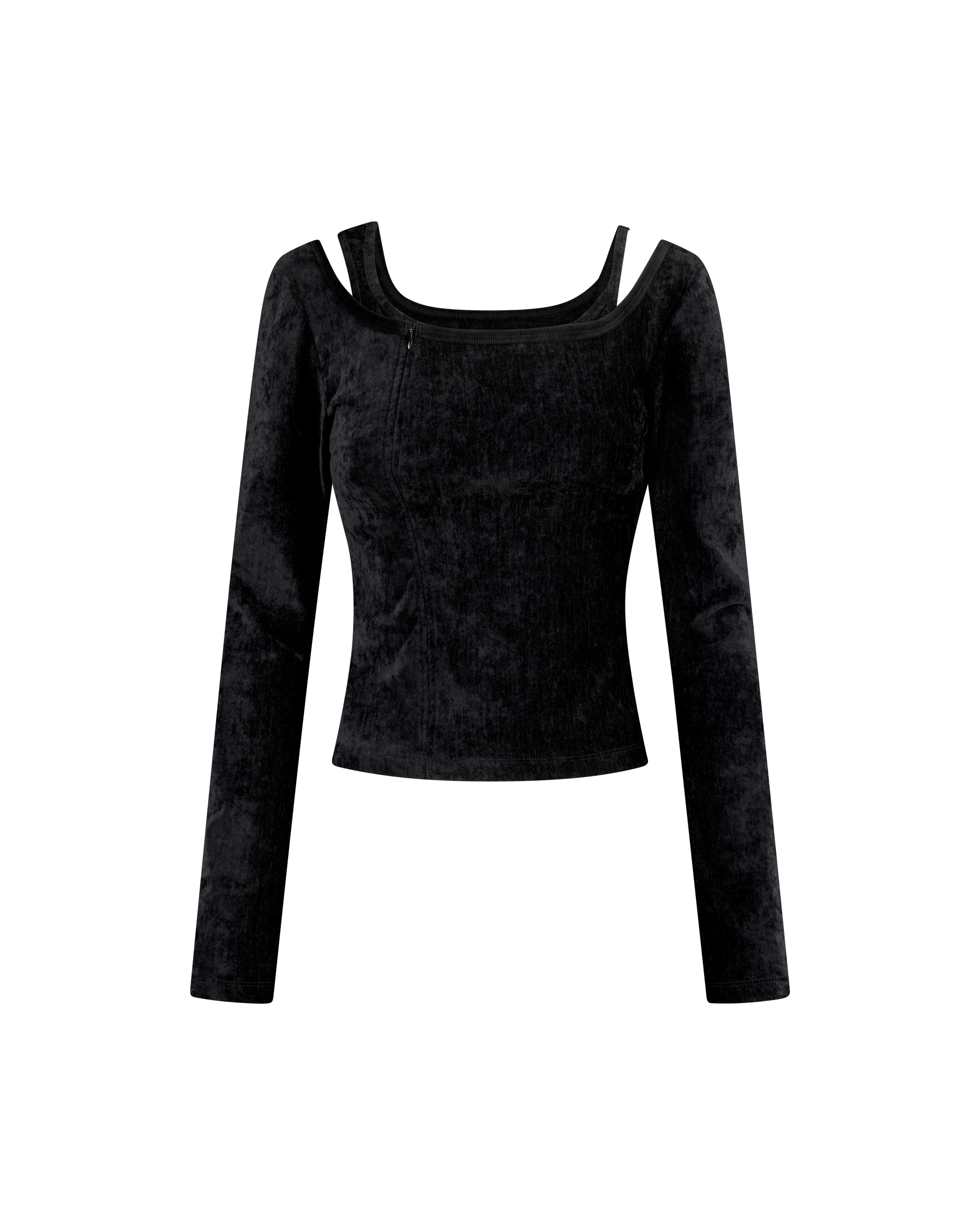 VELVET STRAP ZIPPER TOP
