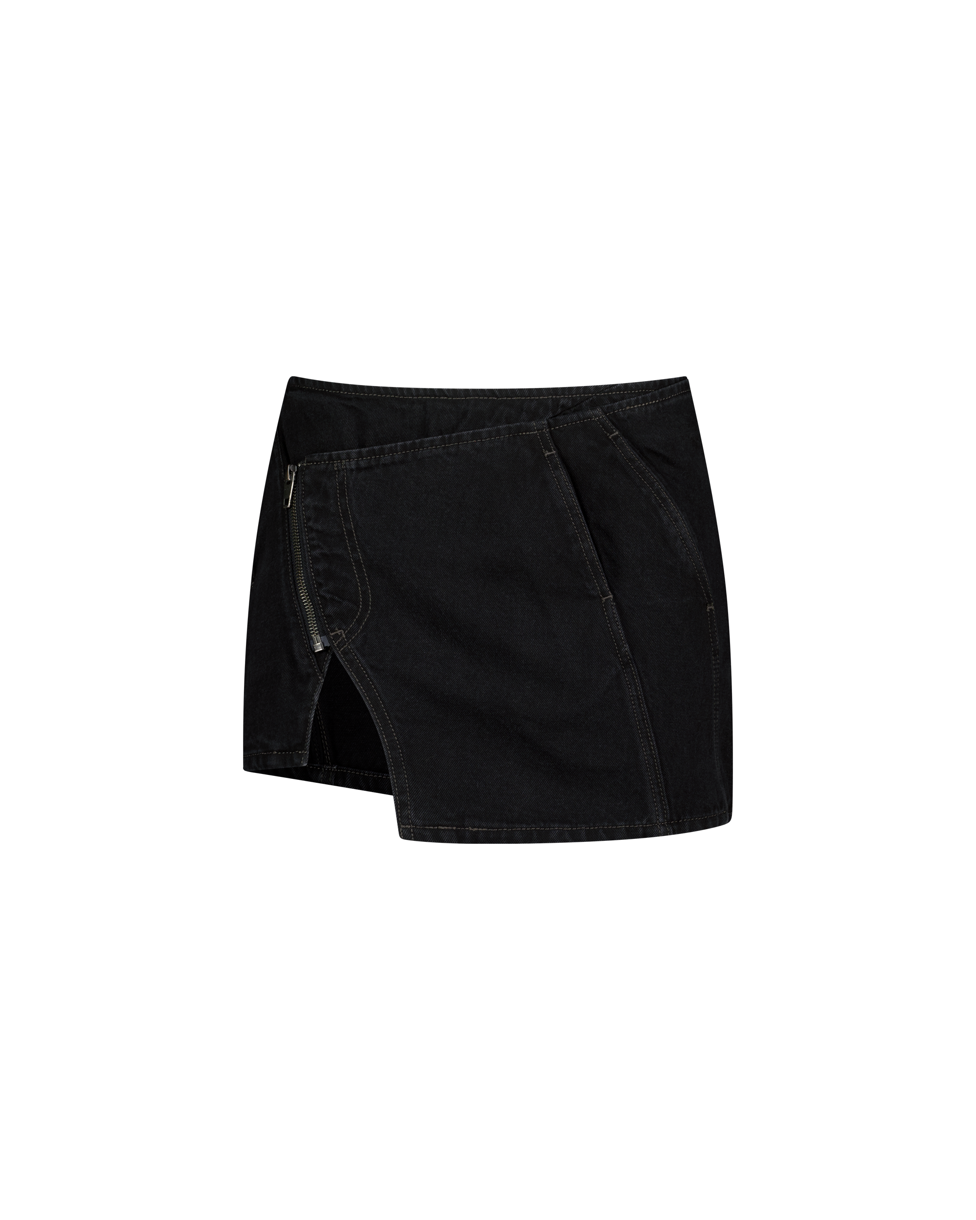 SLASHED DENIM SKIRT