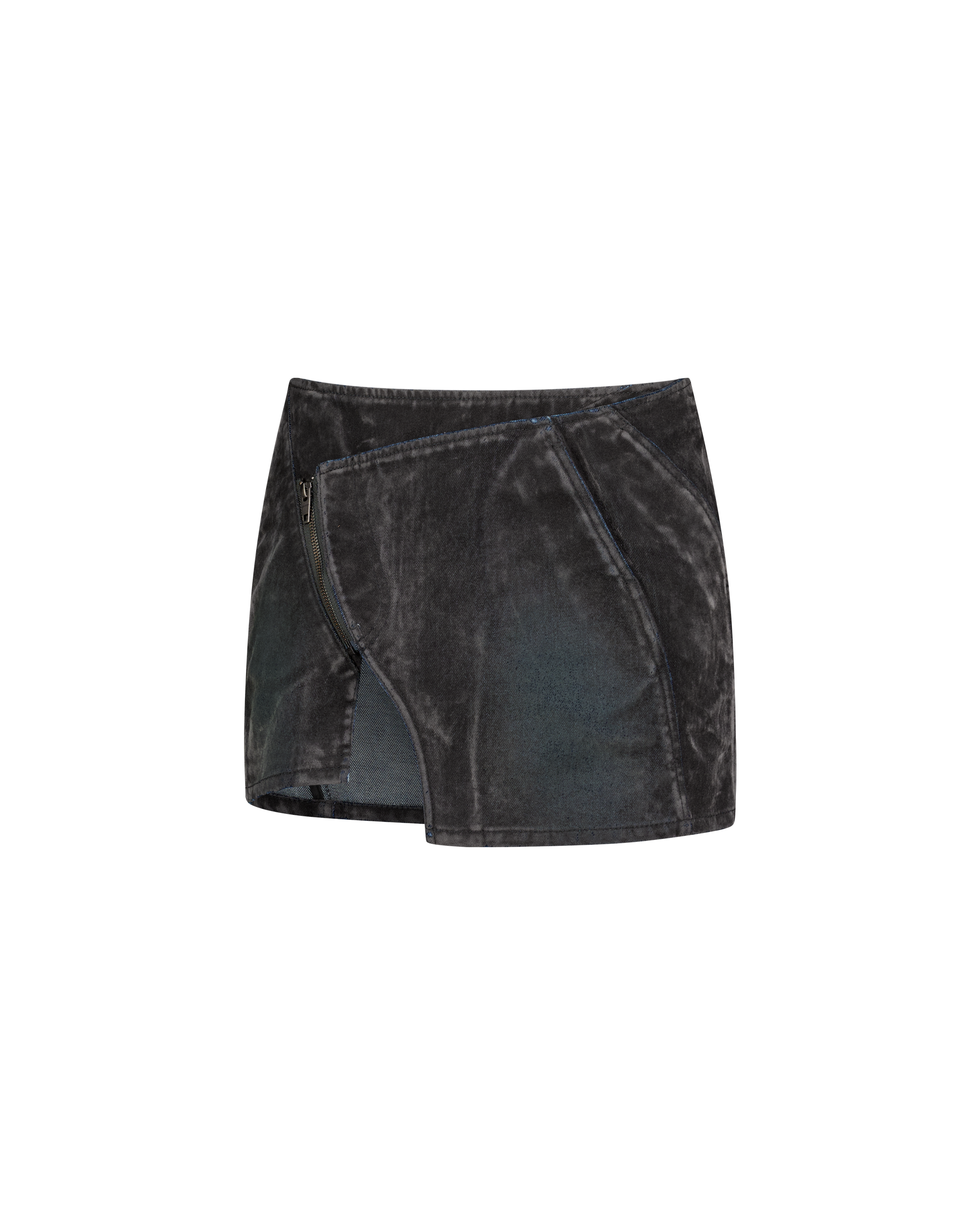 SLASHED DENIM SKIRT