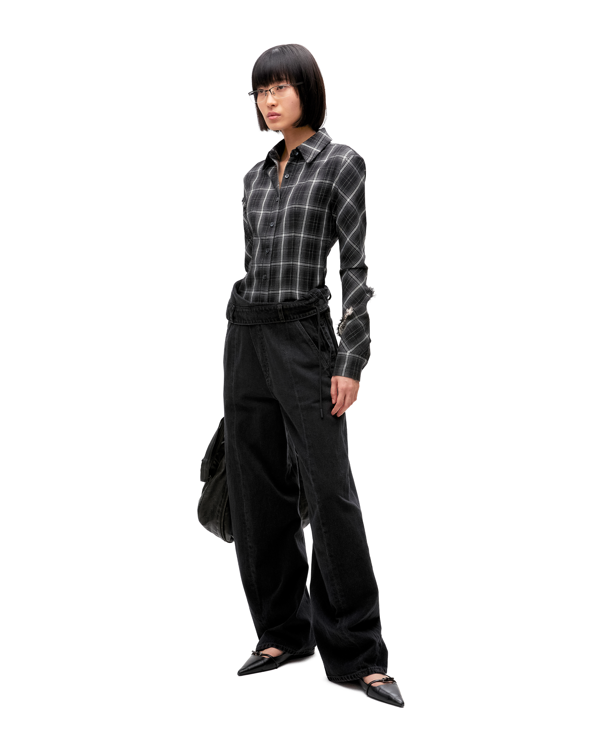 CHECK OVERLAY LACE SHIRT