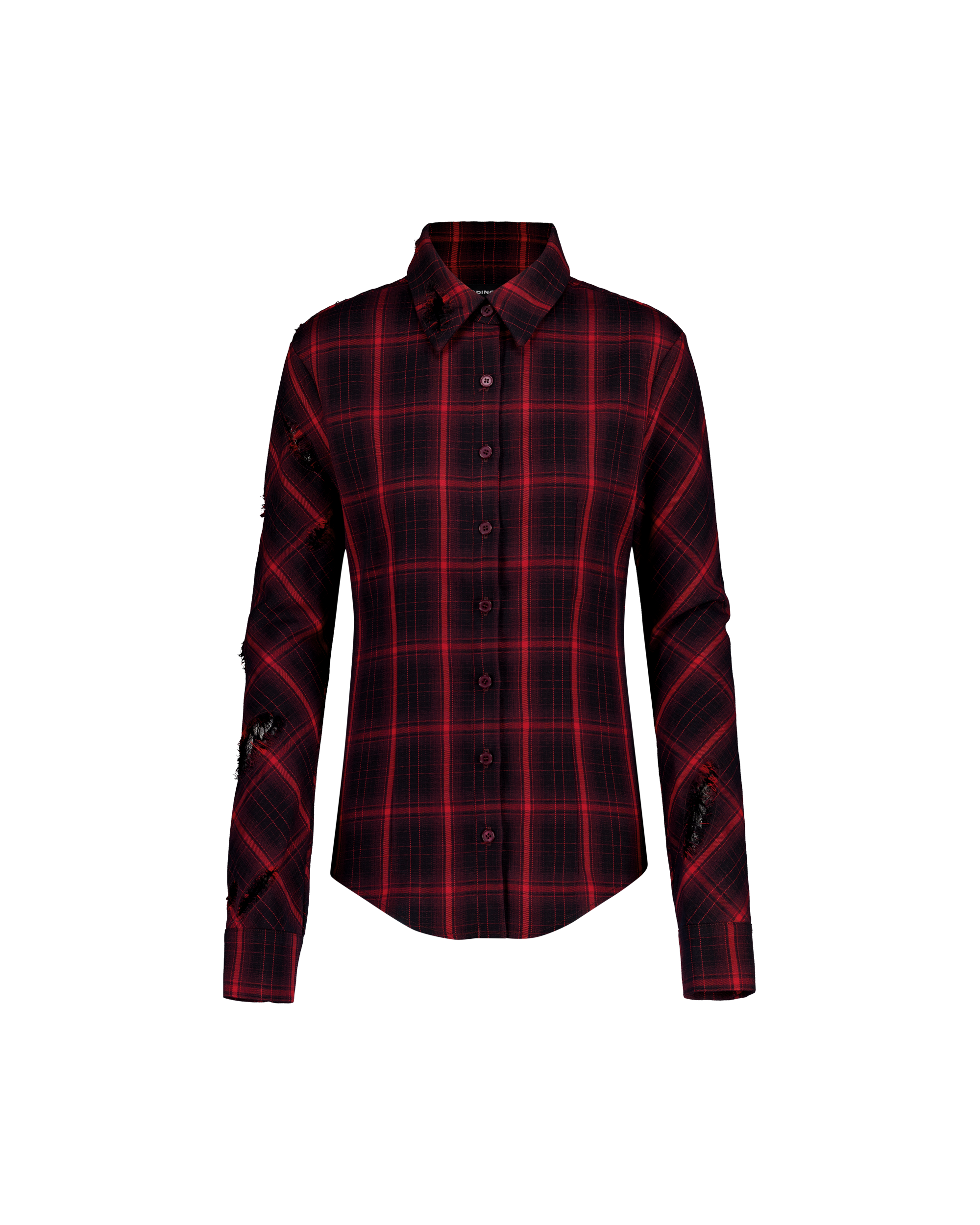 CHECK OVERLAY LACE SHIRT