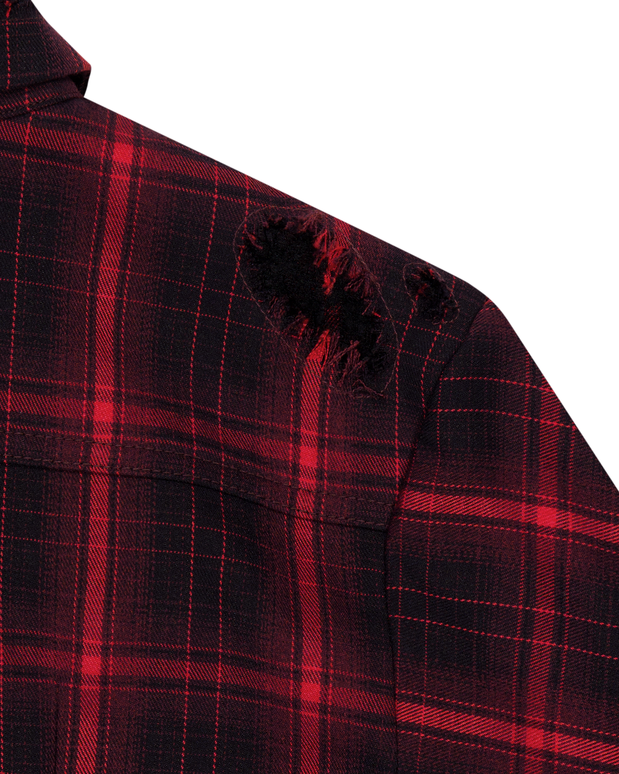 CHECK OVERLAY LACE SHIRT-7