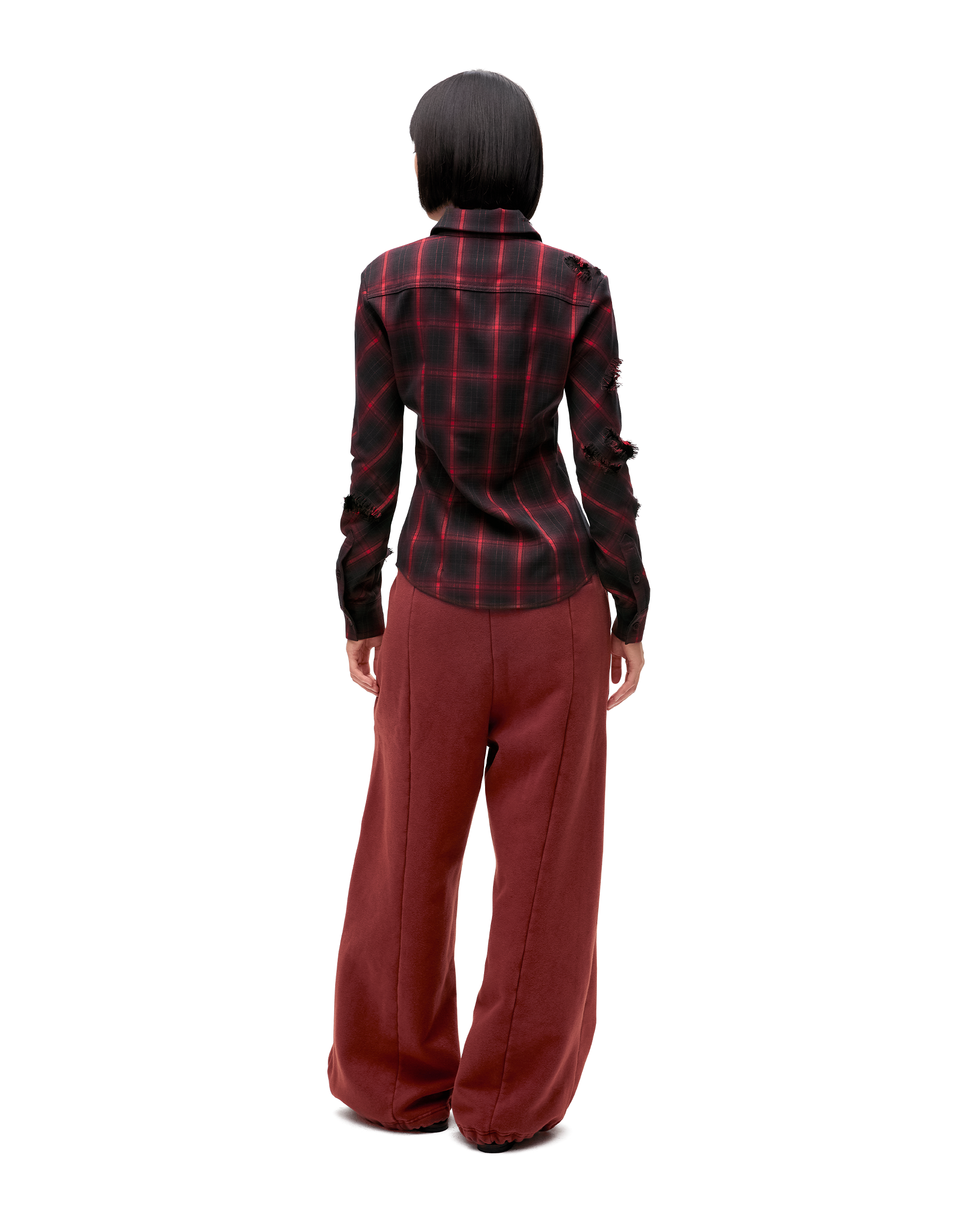 CHECK OVERLAY LACE SHIRT-3