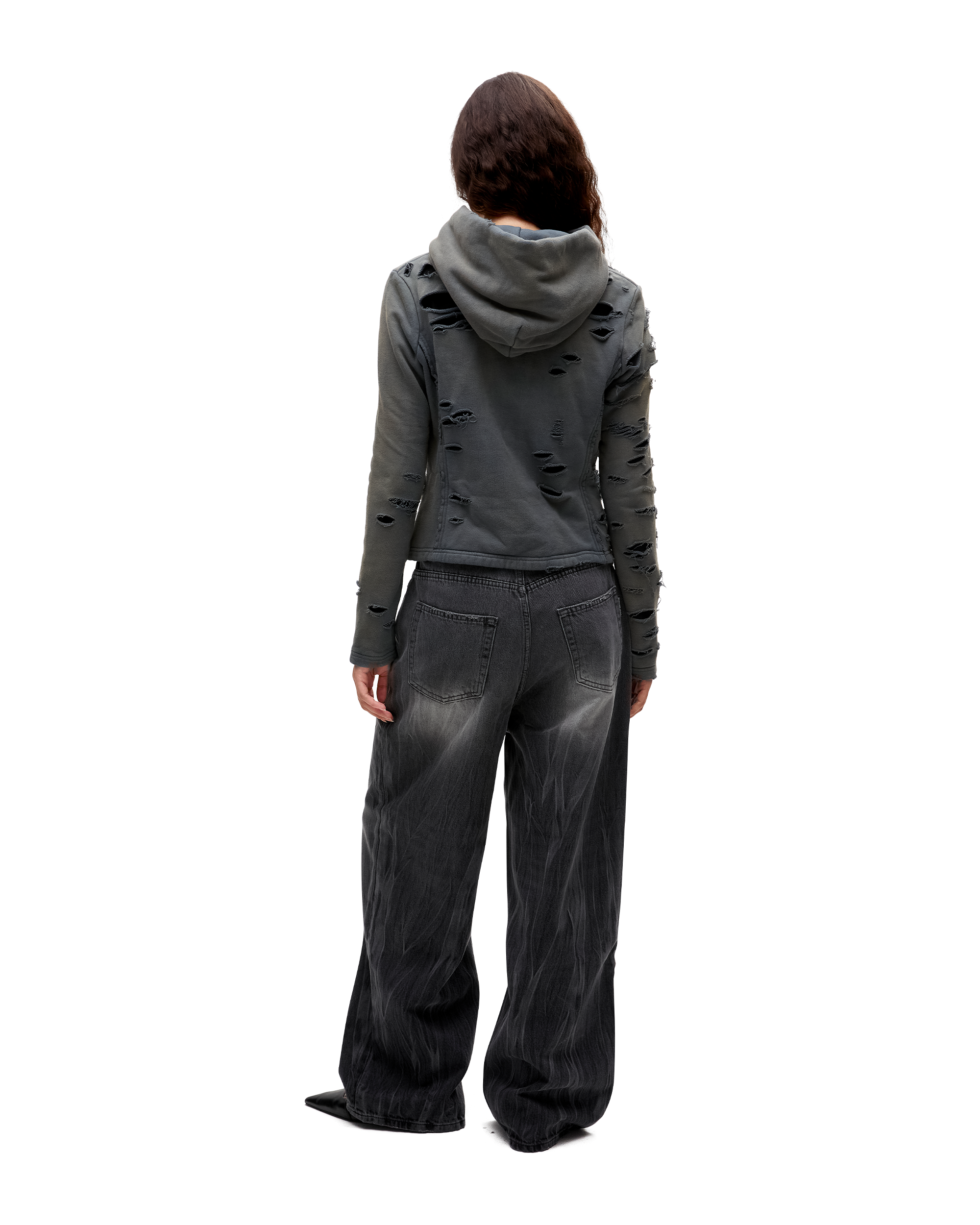 DAMAGED OVERLAY HOODIE-3