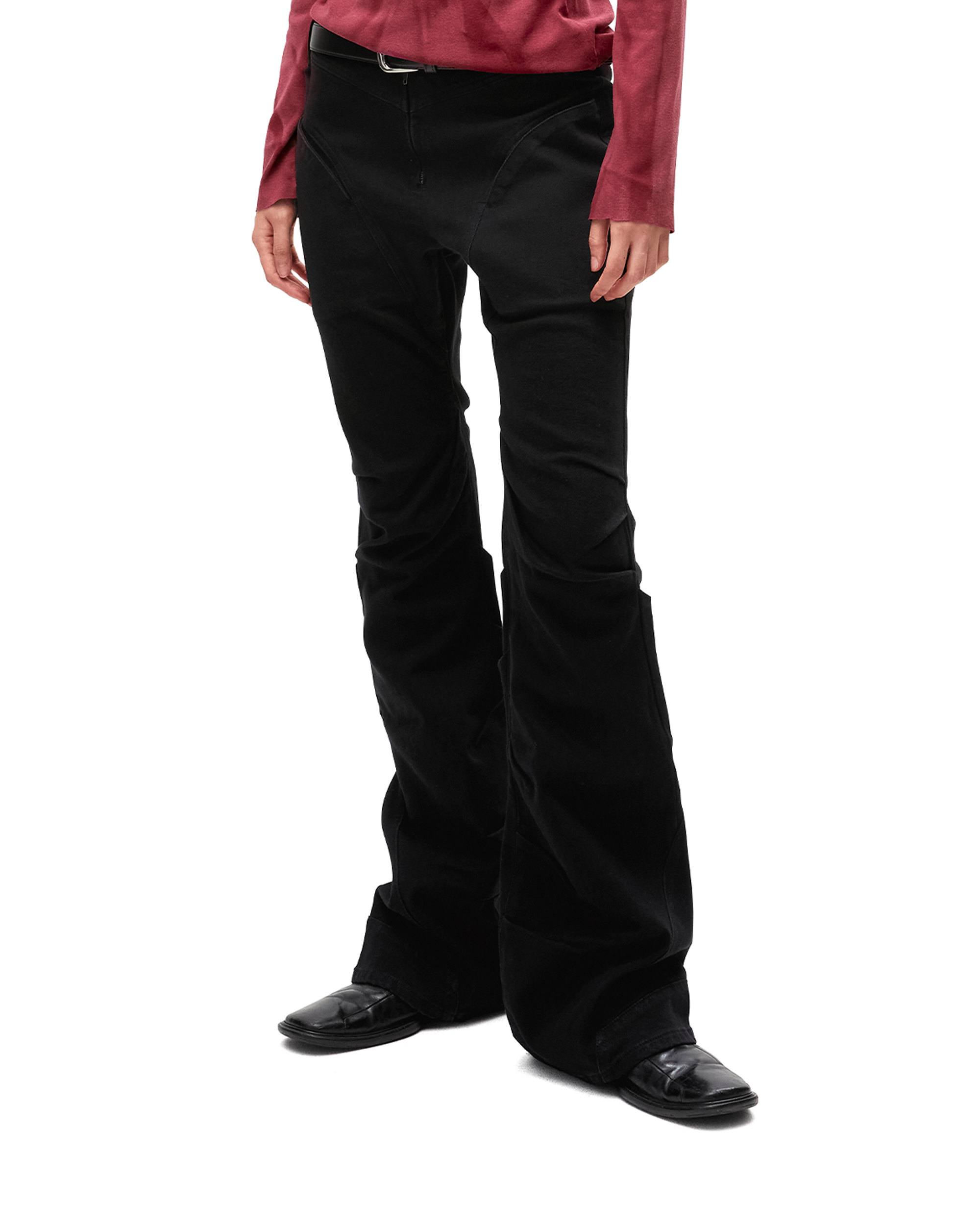 DRAPED FLARE JEANS