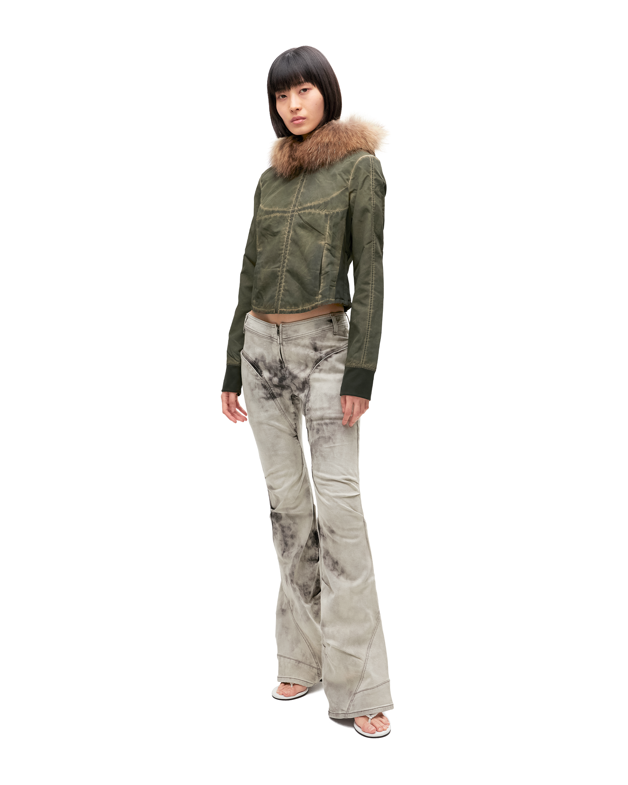 DRAPED FLARE JEANS
