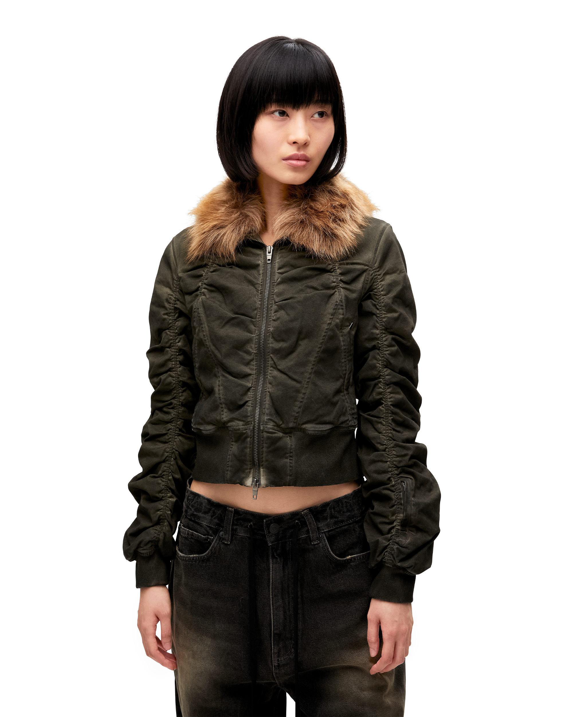 FAUX FUR COLLAR BOMBER JACKET-4