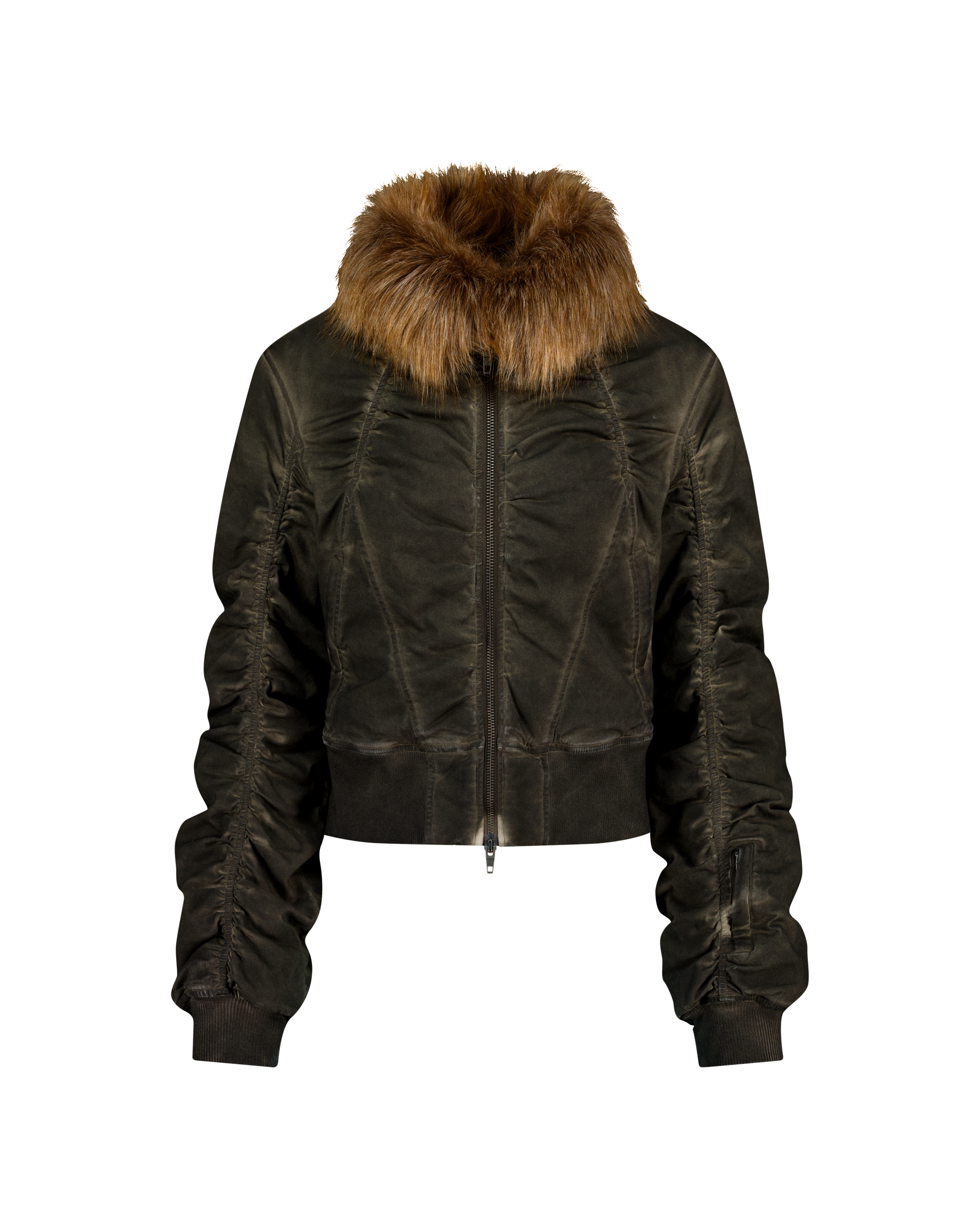 FAUX FUR COLLAR BOMBER JACKET-5
