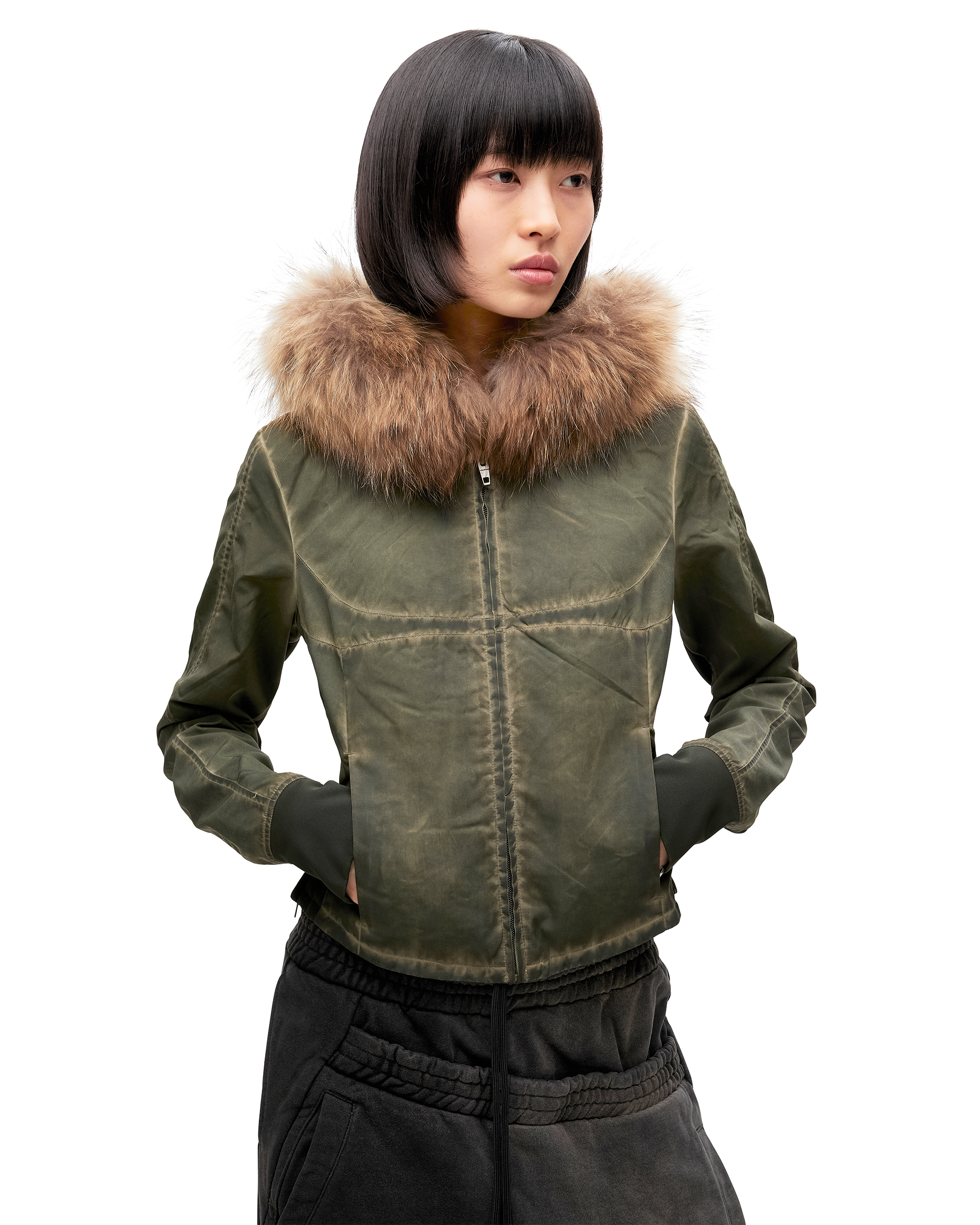FUR HOODIE ZIP JACKET