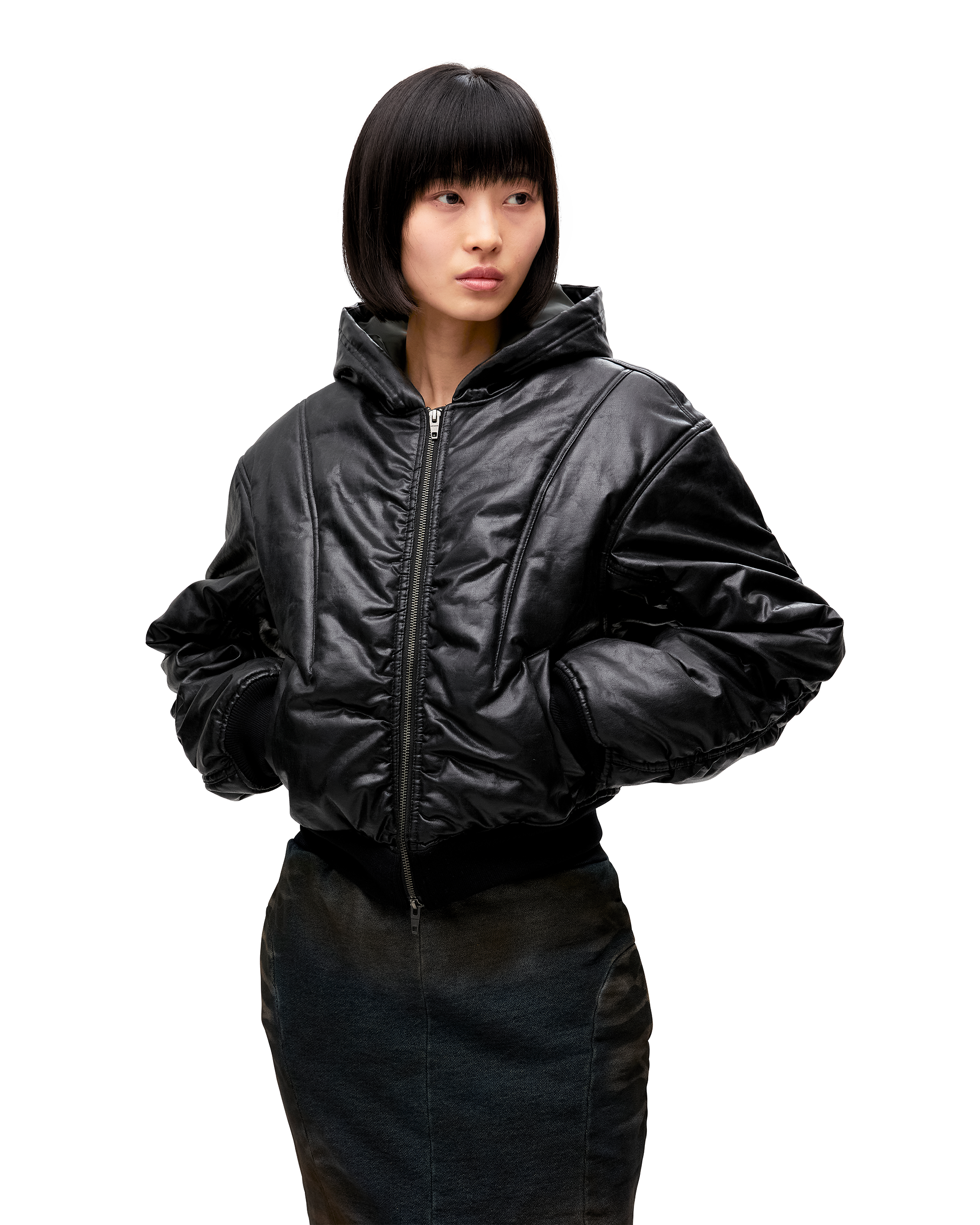 GLOSSY CRACK BOMBER JACKET-4