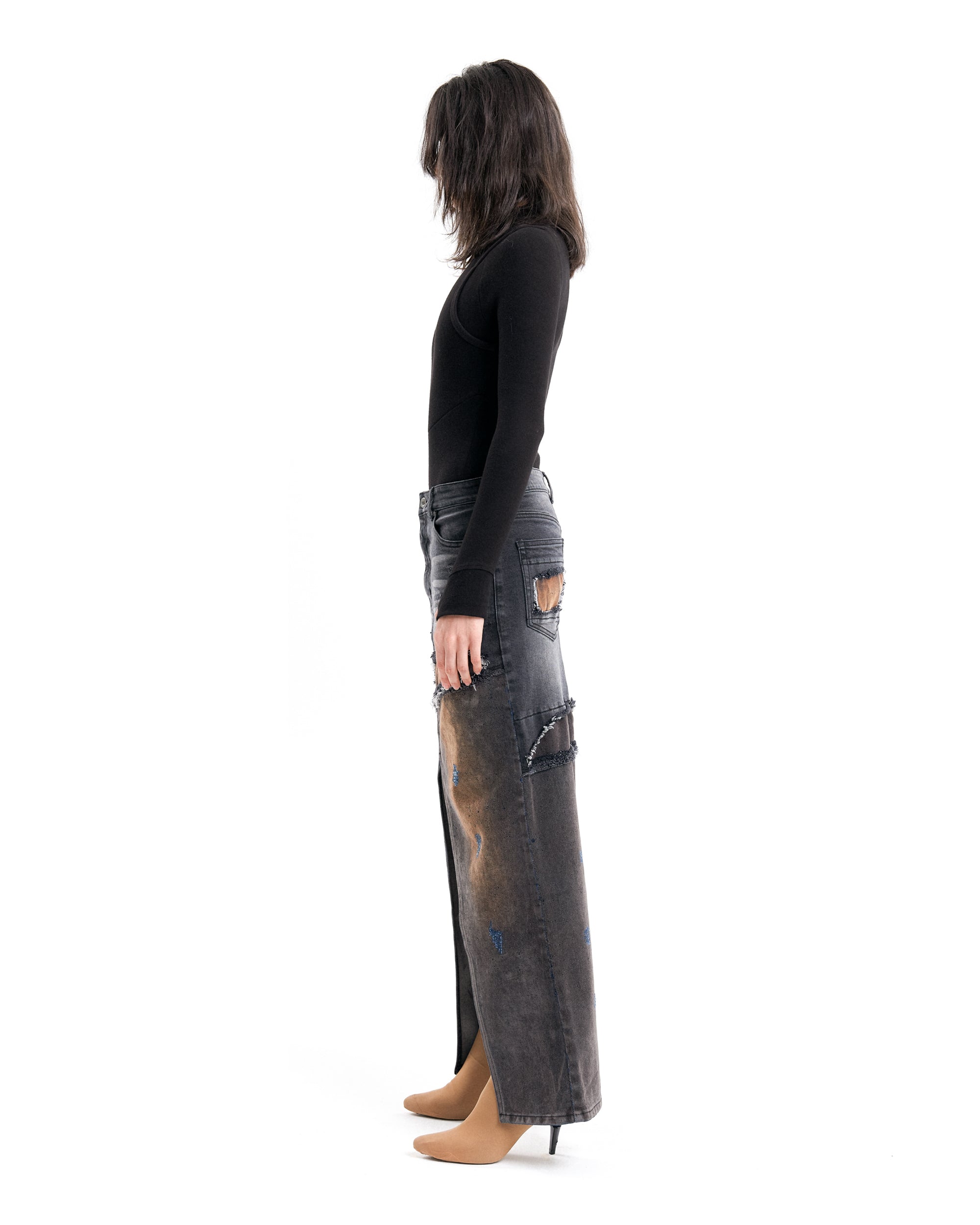 (EMMA) HYBRID MAXI DENIM SKIRT-3