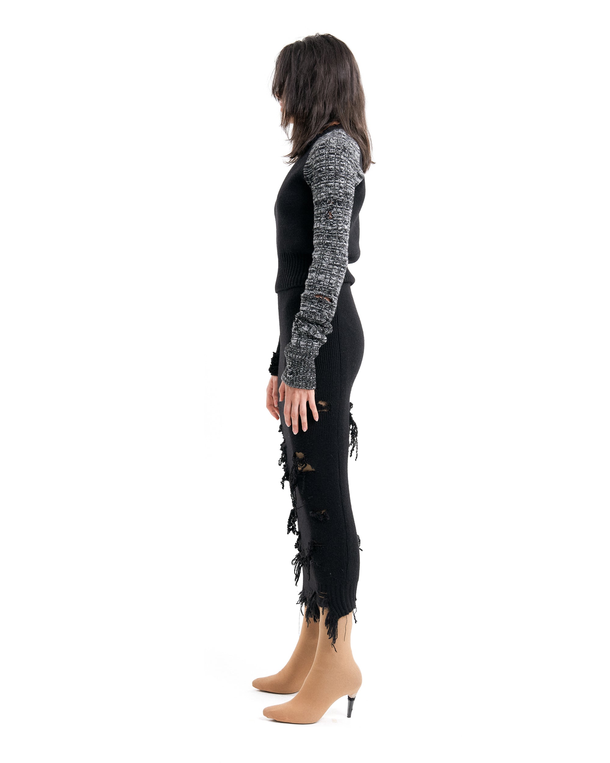 (EMMA) HARD DAMAGED KNIT SKIRT-3