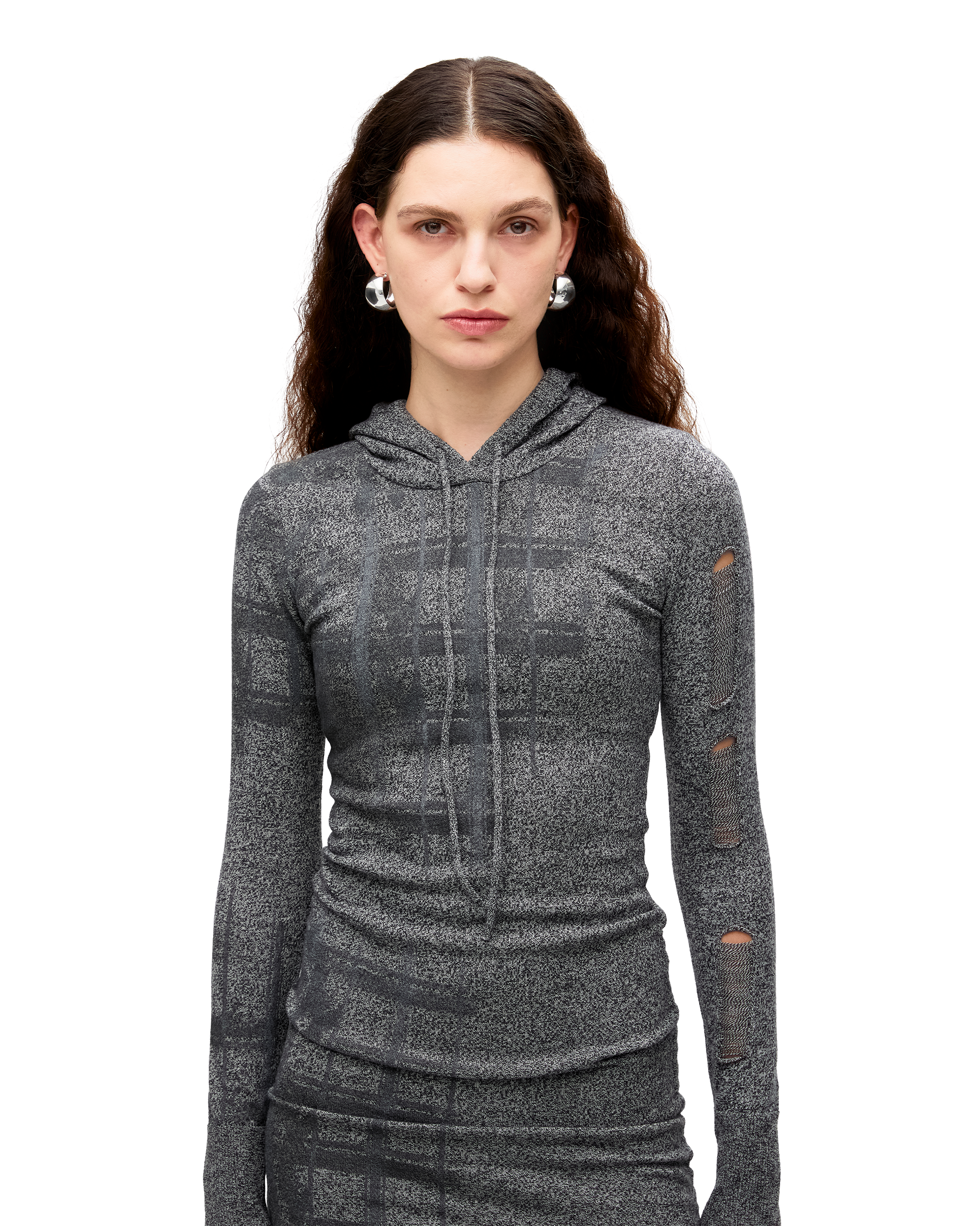PUZZLED WOOL HOODIE DRESS-4