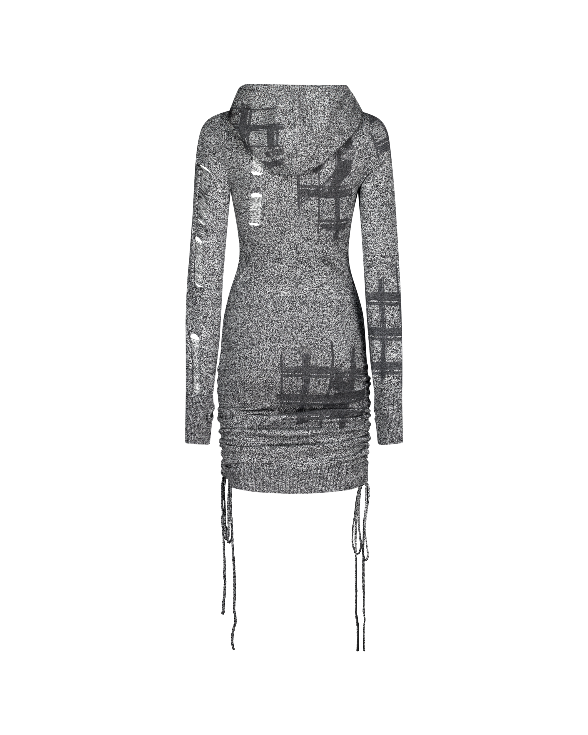 PUZZLED WOOL HOODIE DRESS-6