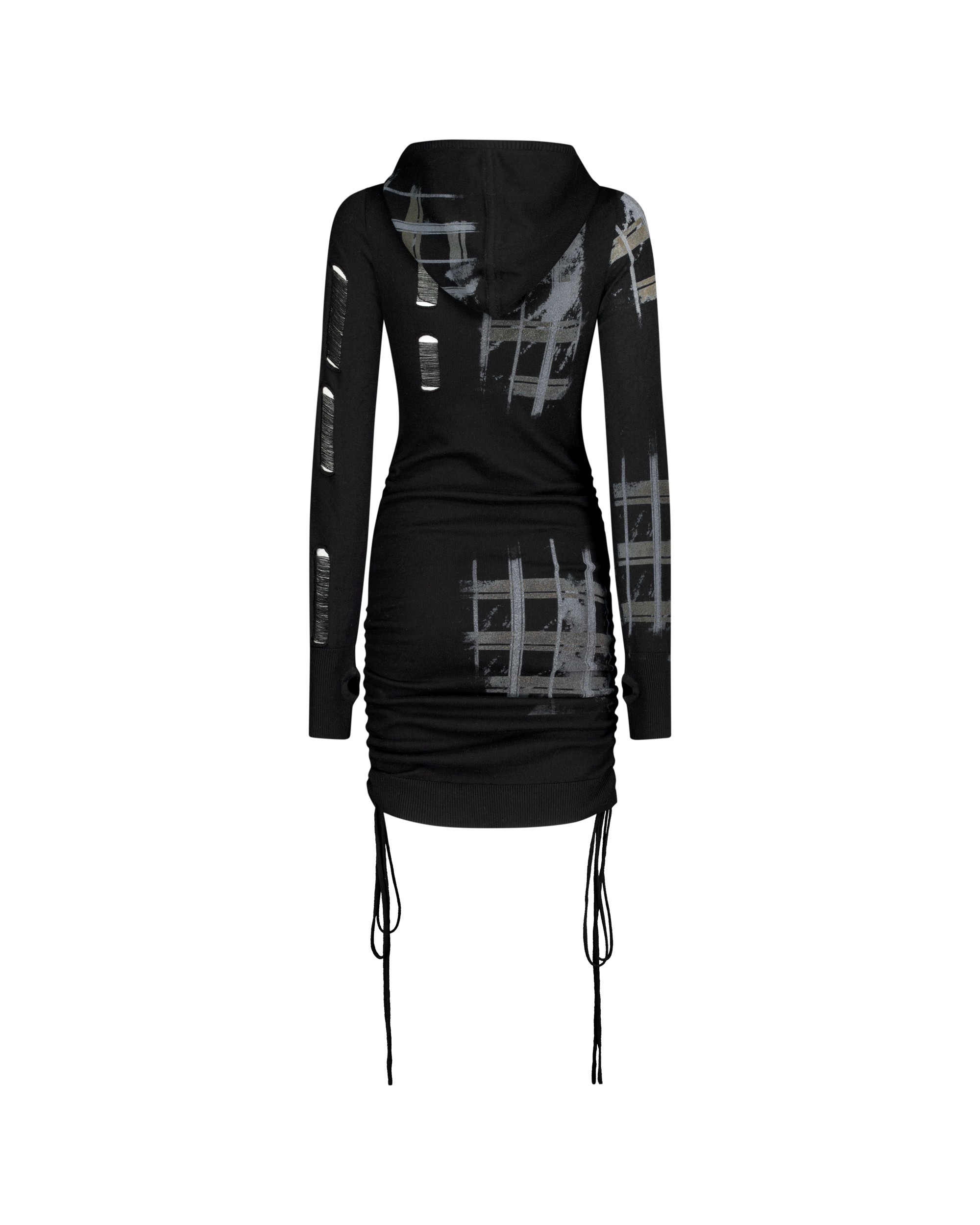 PUZZLED WOOL HOODIE DRESS-6