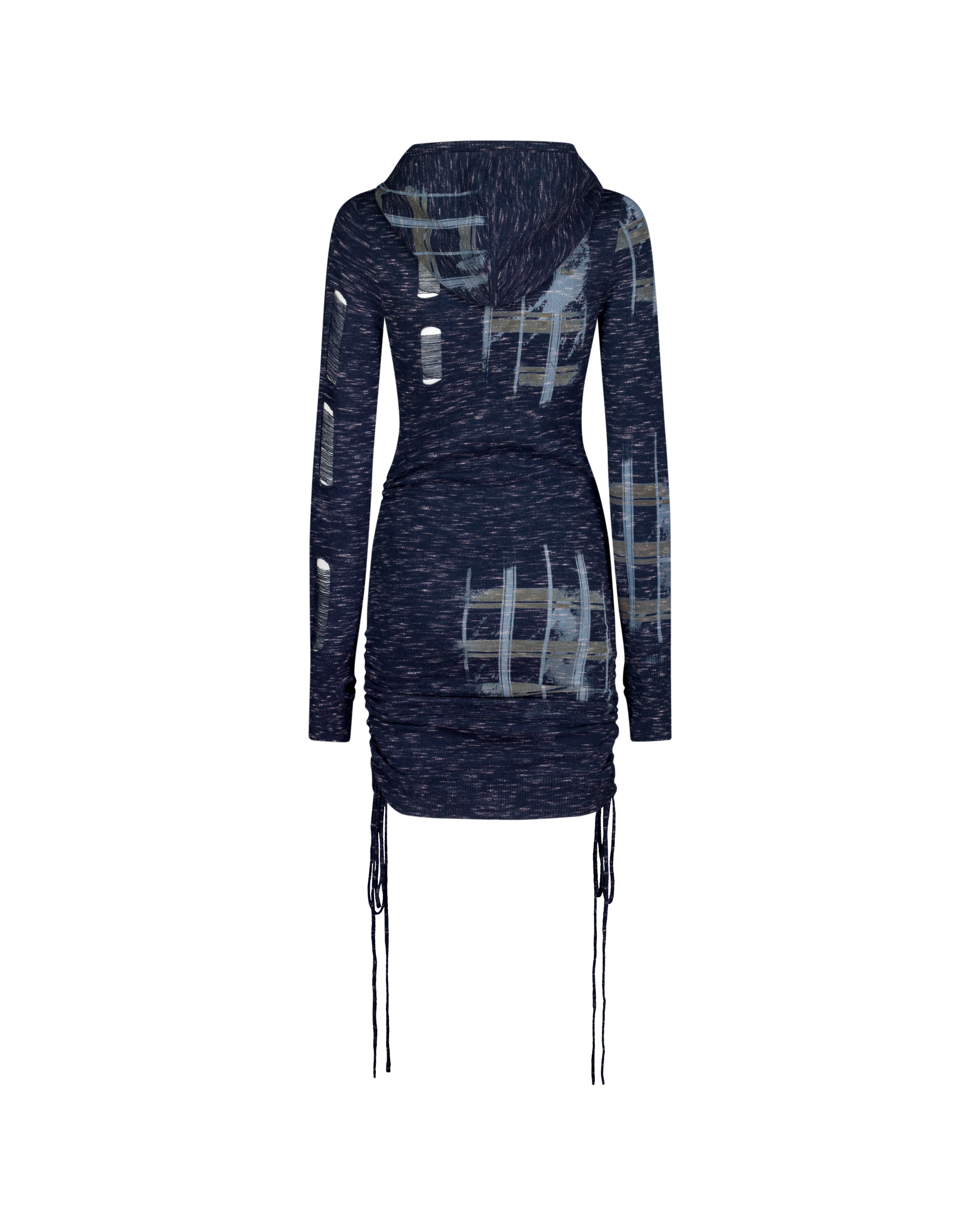 PUZZLED WOOL HOODIE DRESS-5