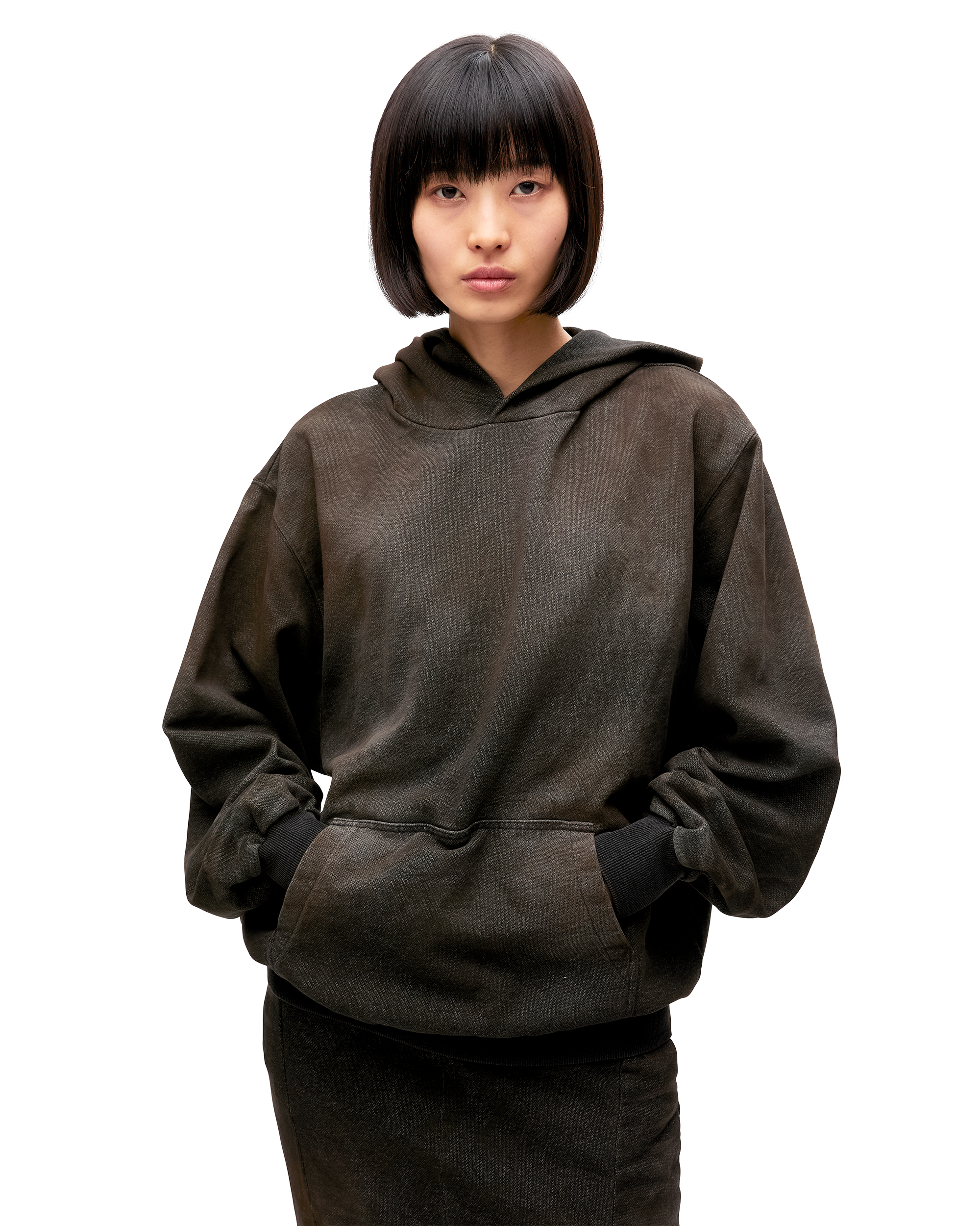 RELAXED DENIM JERSEY HOODIE