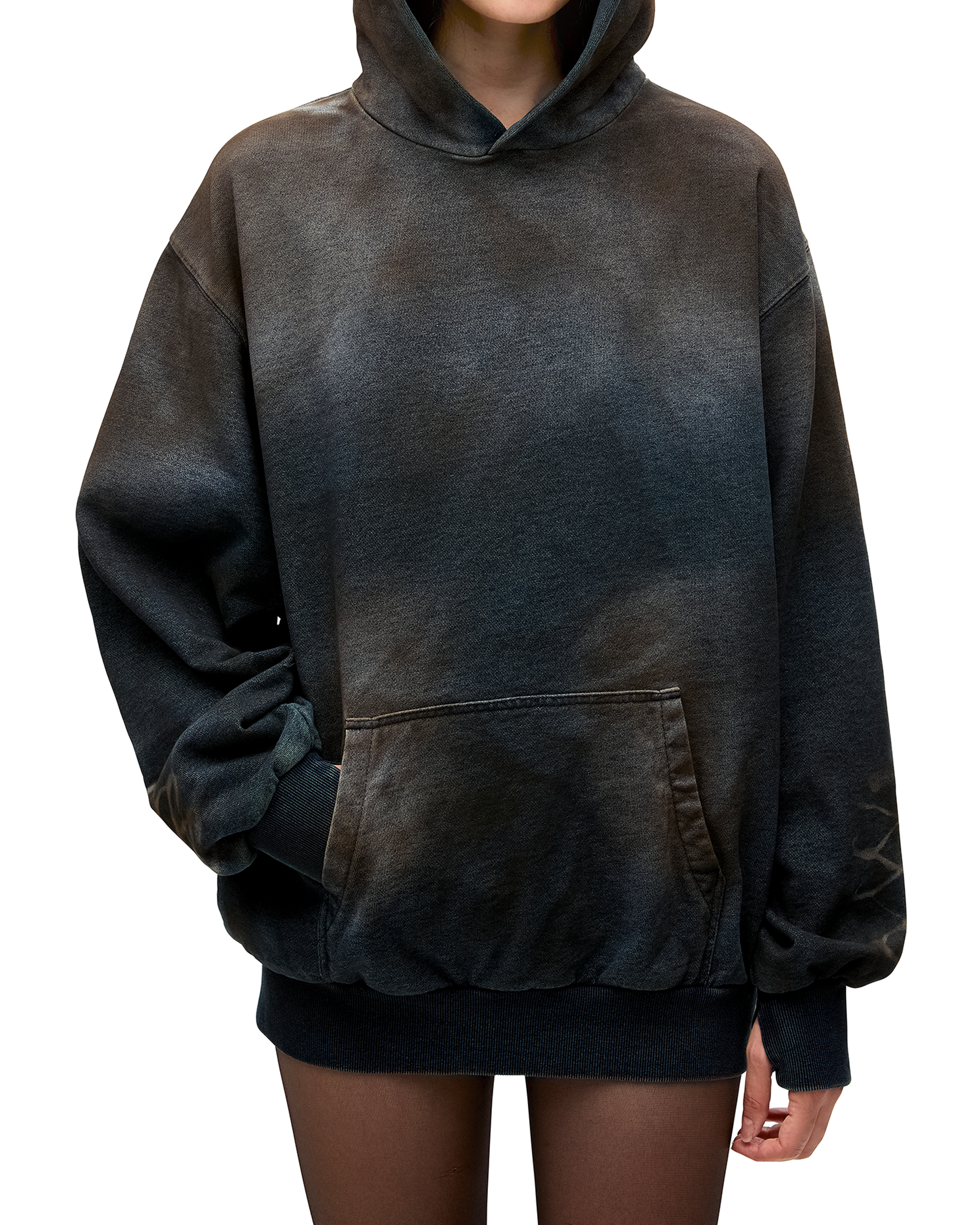 RELAXED DENIM JERSEY HOODIE