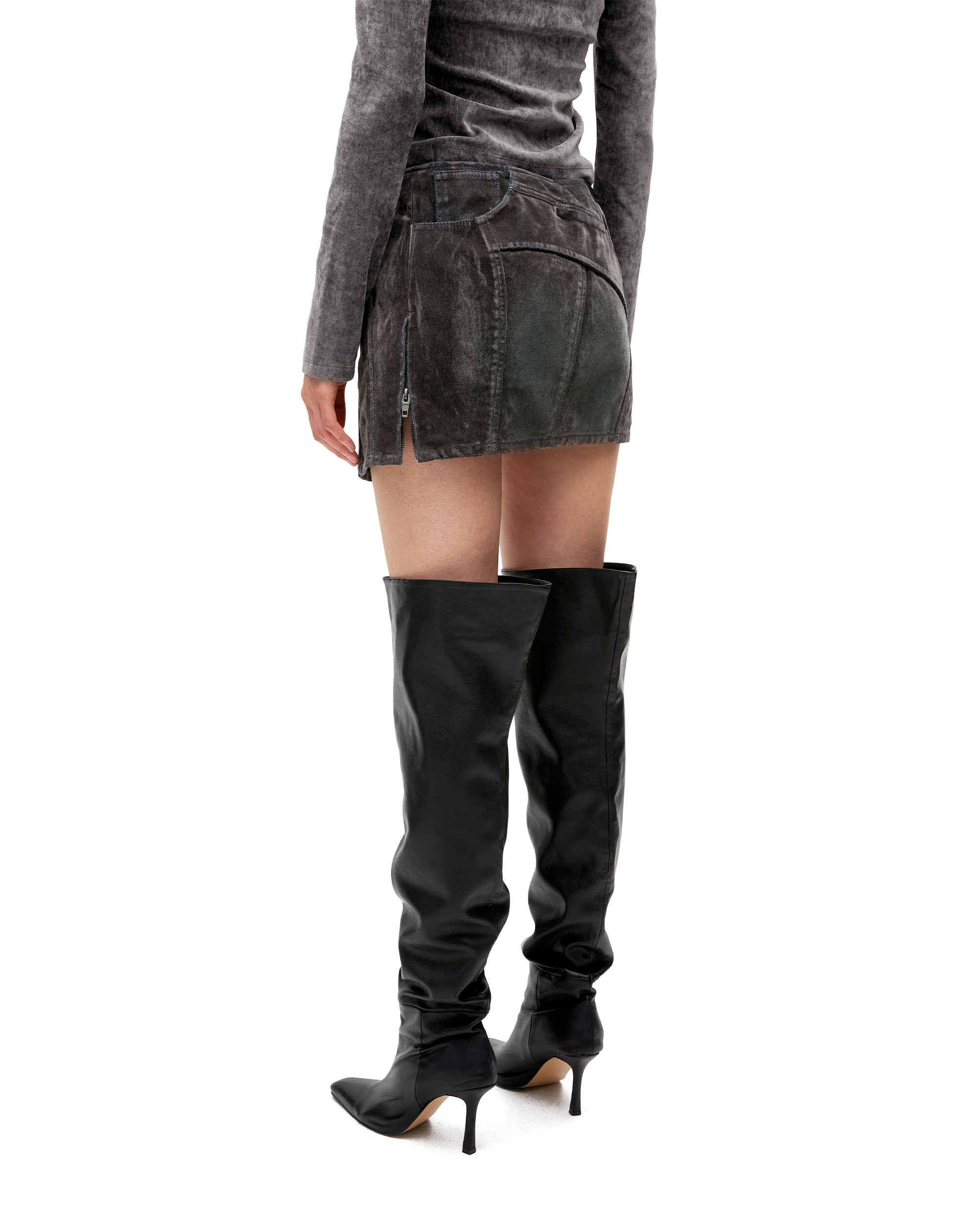 SLASHED DENIM SKIRT-4