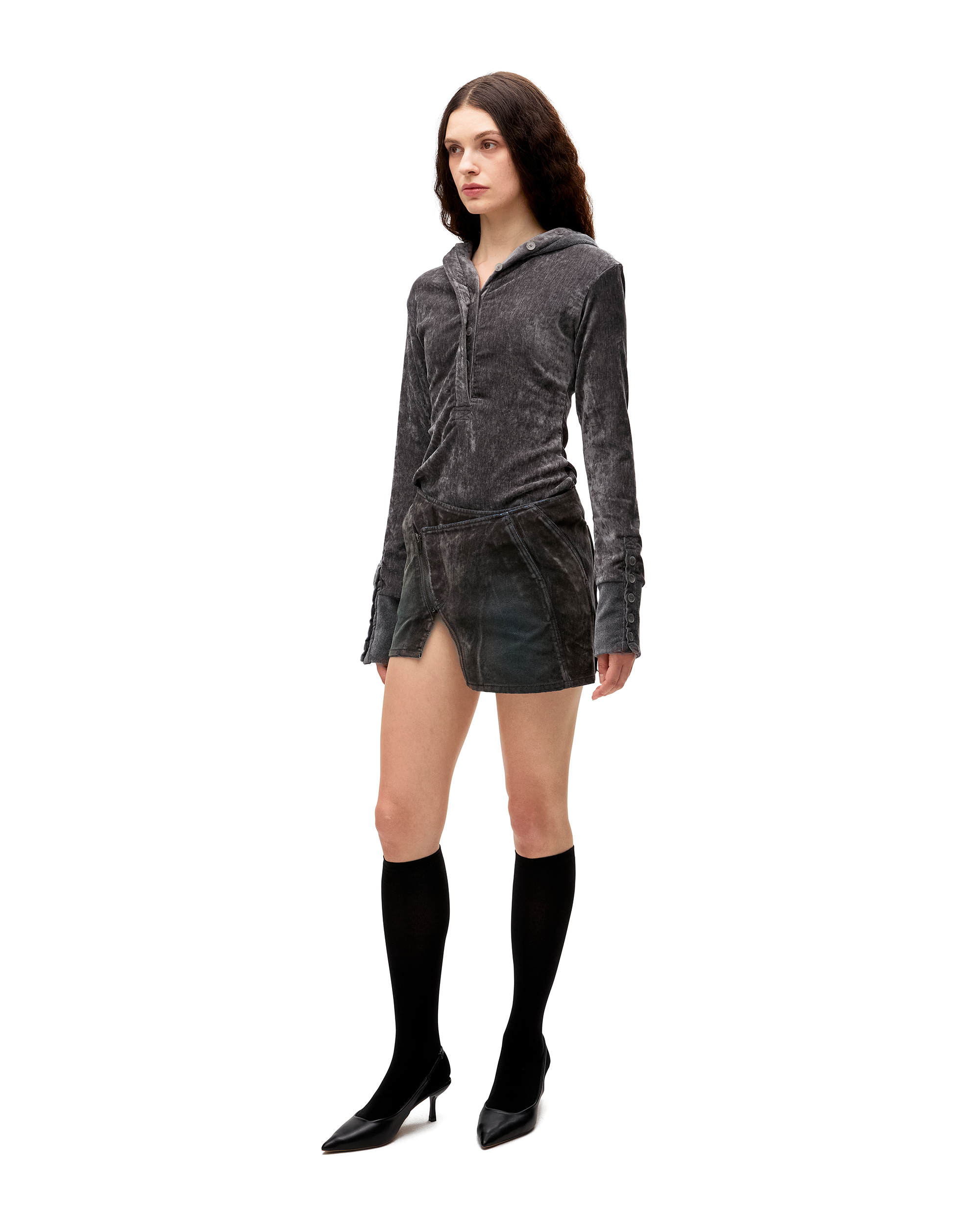 VELVET BUTTON UP HOODIE-2
