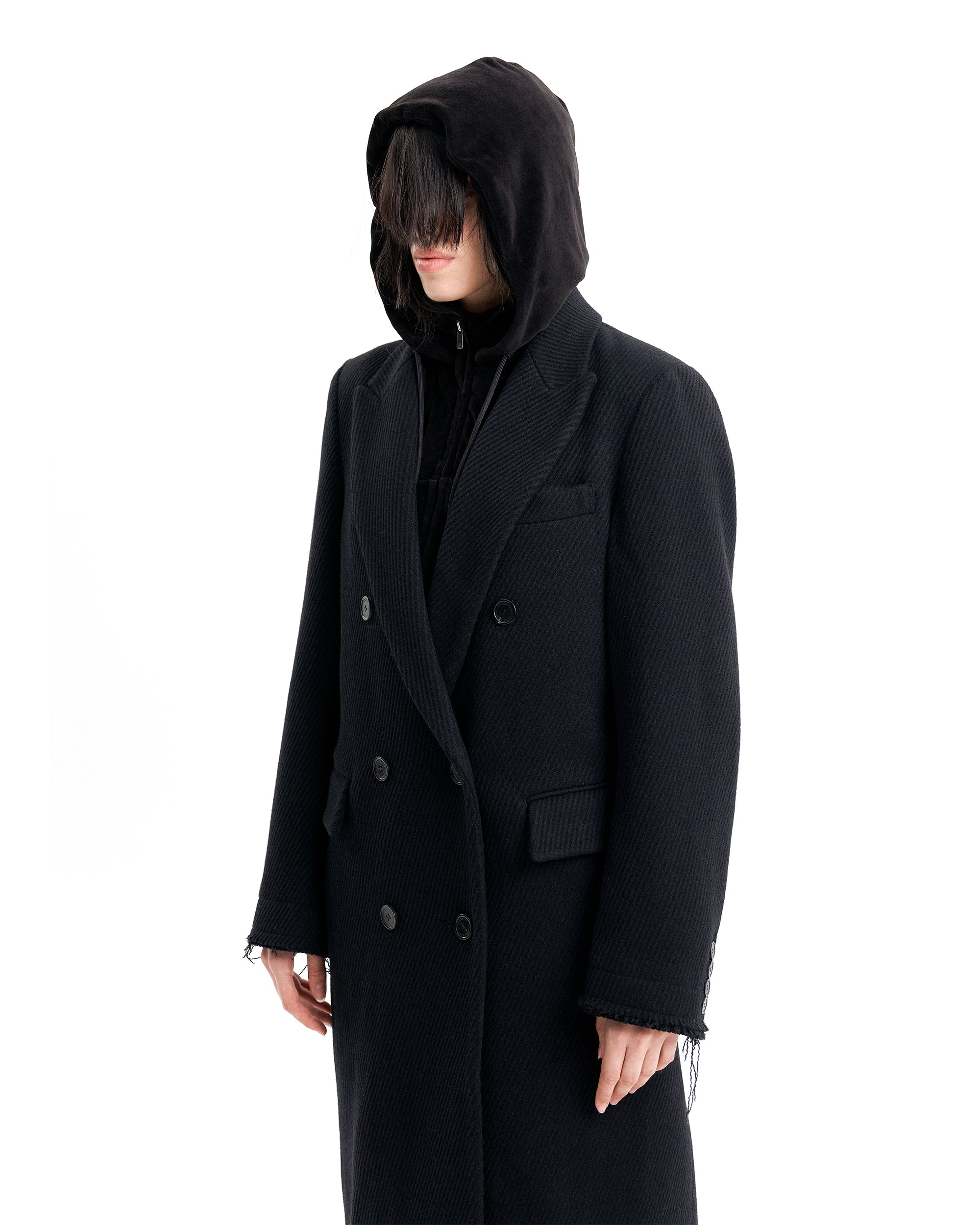 (EMMA) DAMAGED DOUBLE BREASTED COAT-5