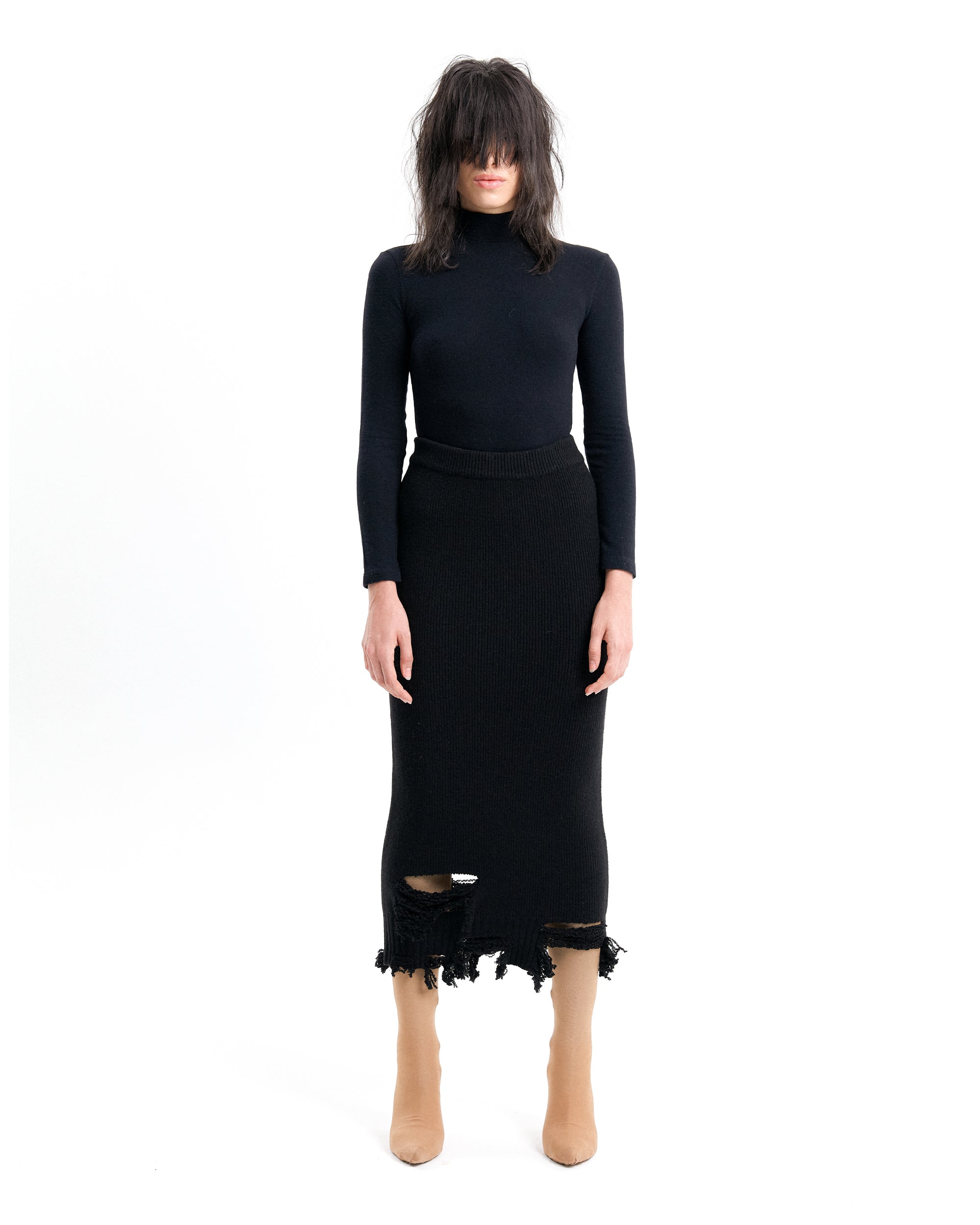 (EMMA) DAMAGED KNIT SKIRT-2