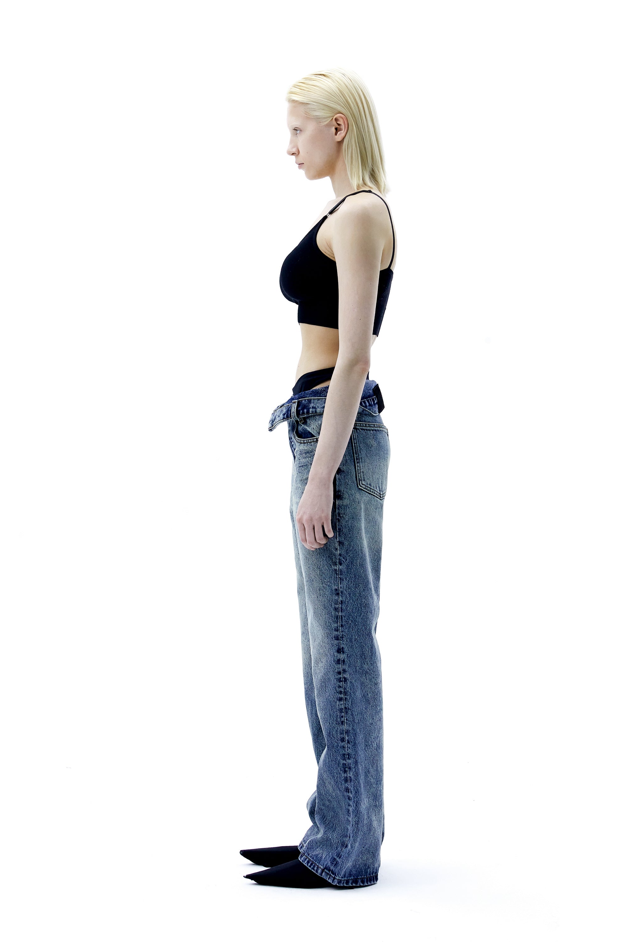 (ARIELLA) FOLDED DENIM PANTS-3