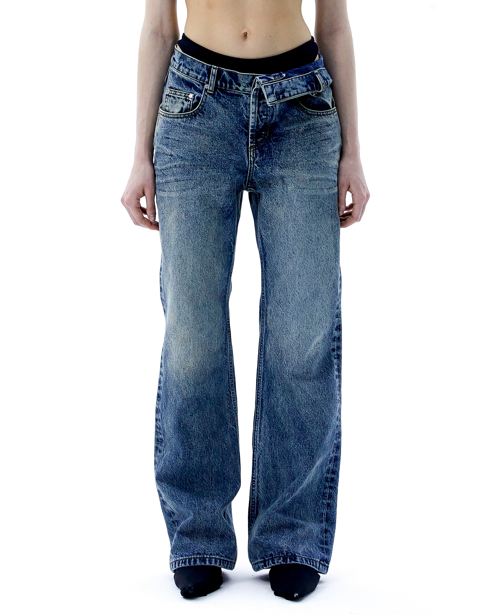 (ARIELLA) FOLDED DENIM PANTS