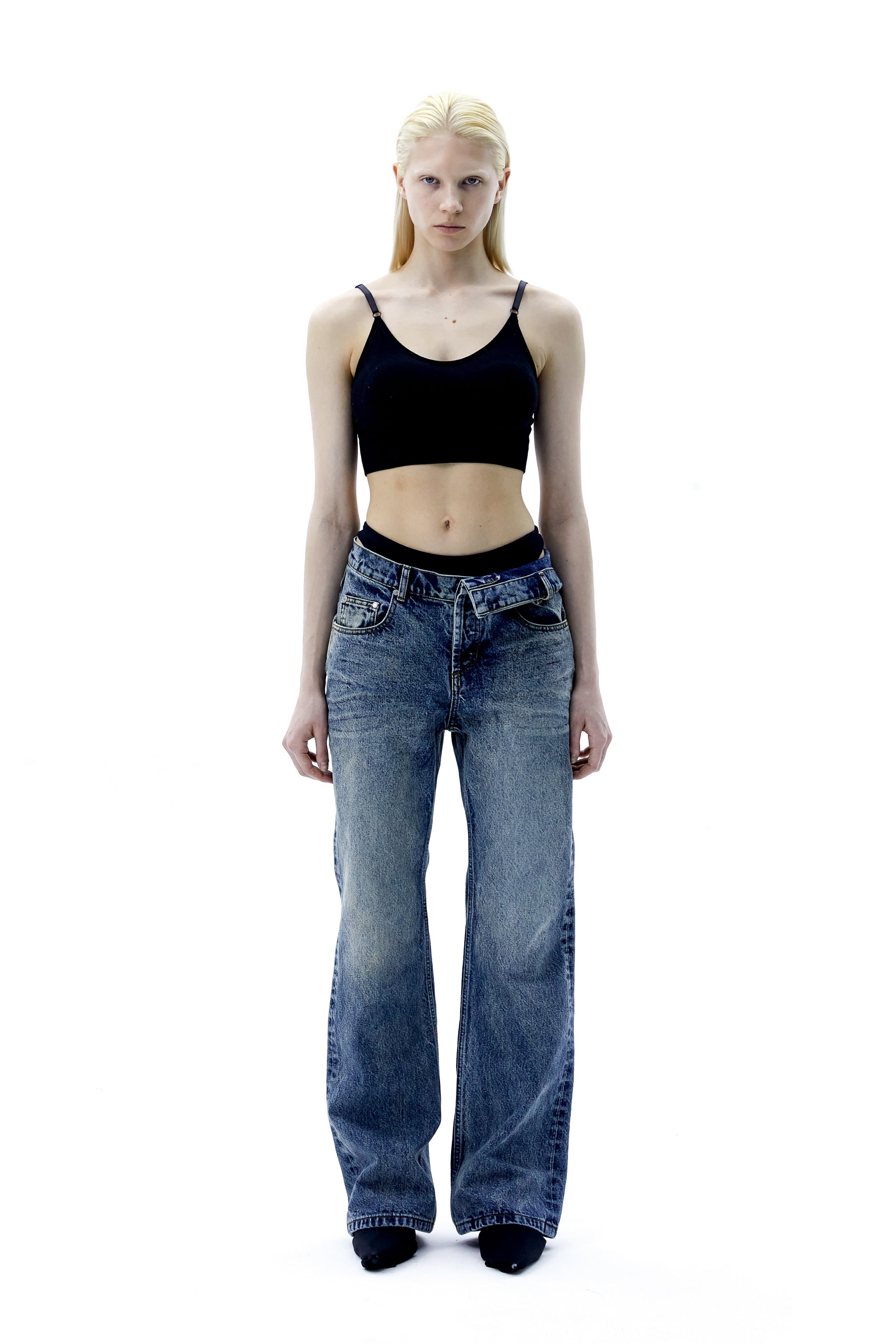 (ARIELLA) FOLDED DENIM PANTS-2