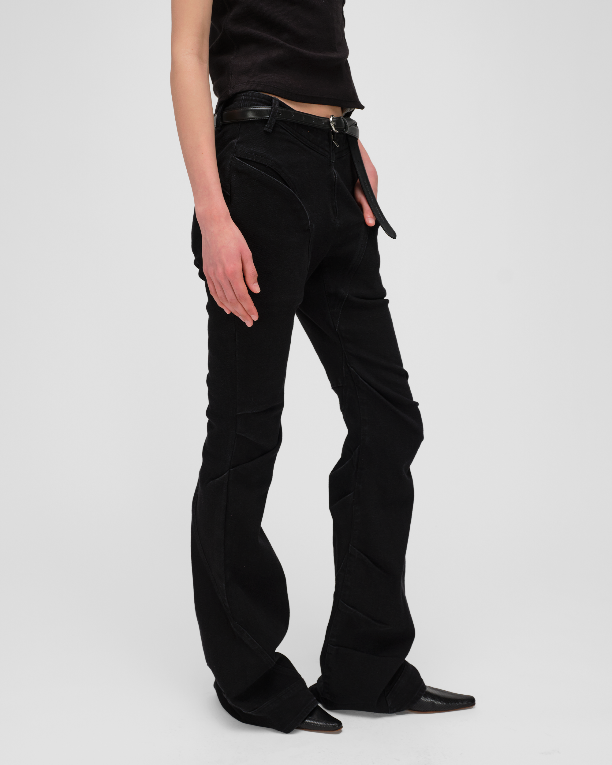 DRAPED FLARE JEANS