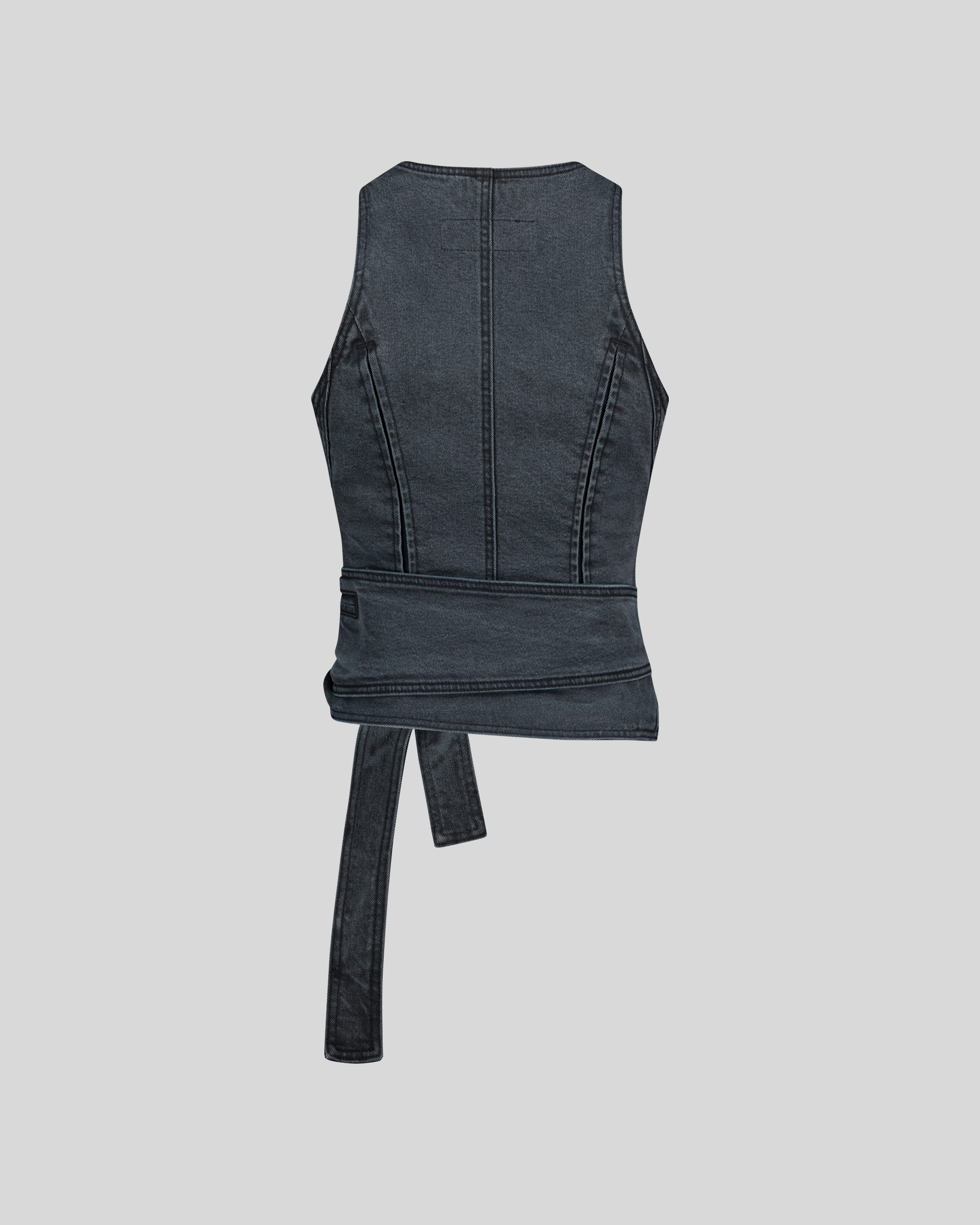 DRAPERY WAIST DENIM TOP