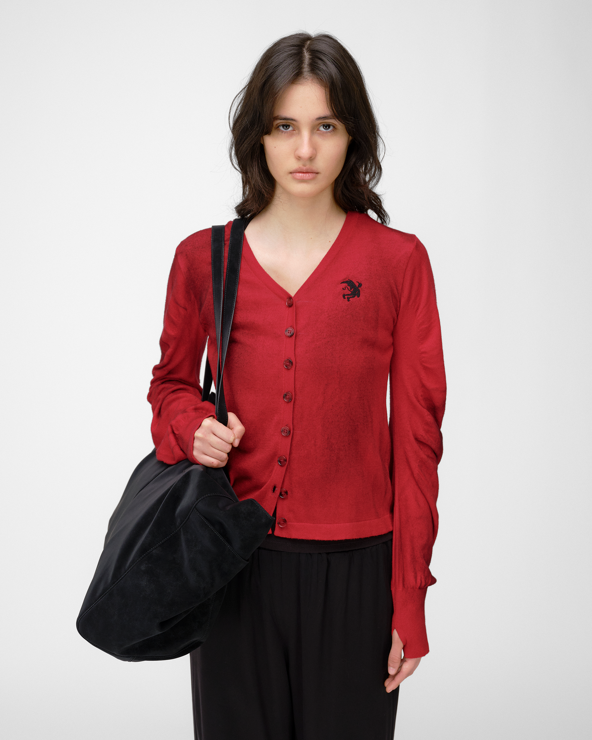 RUCHED KNIT CARDIGAN