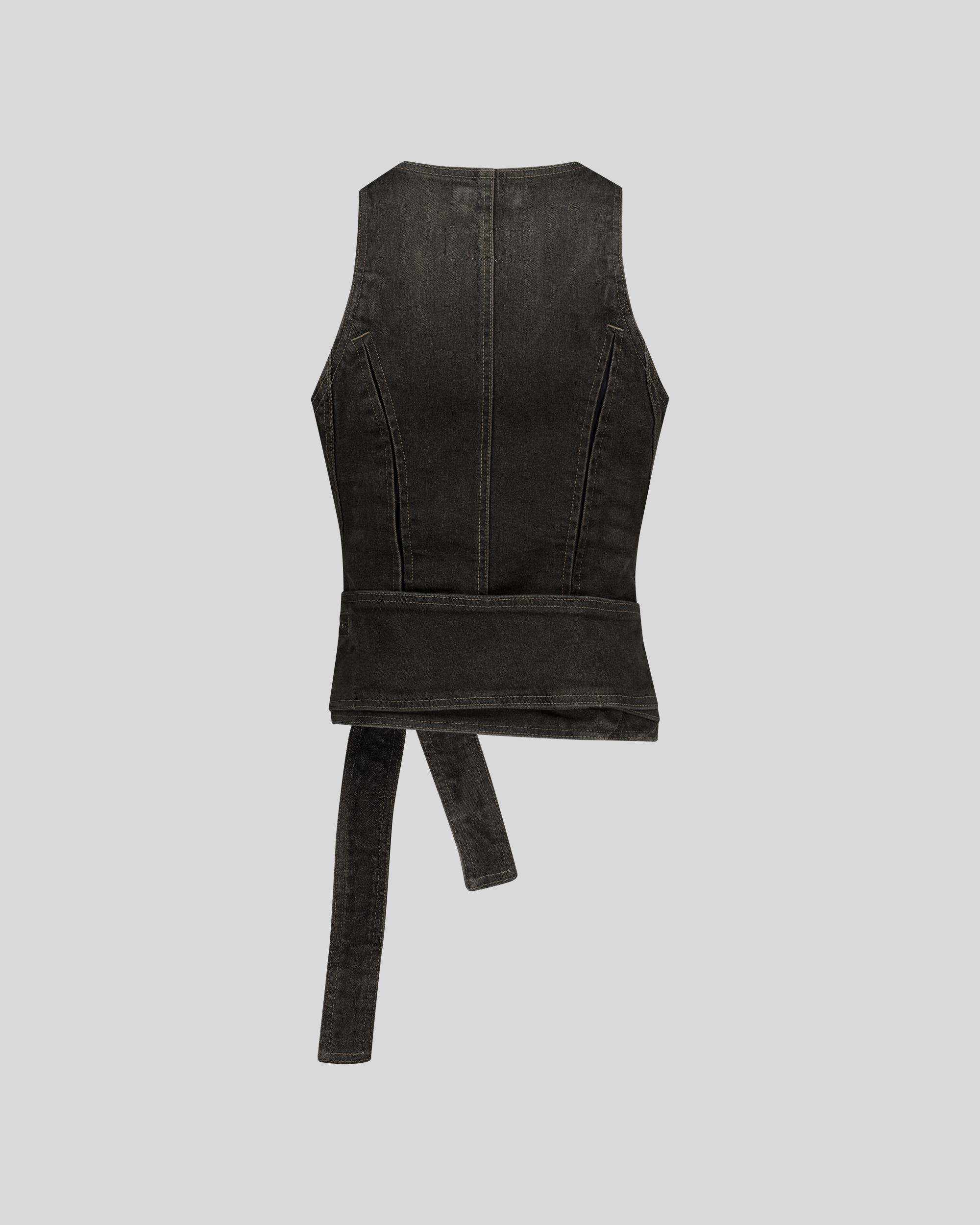 DRAPERY WAIST DENIM TOP