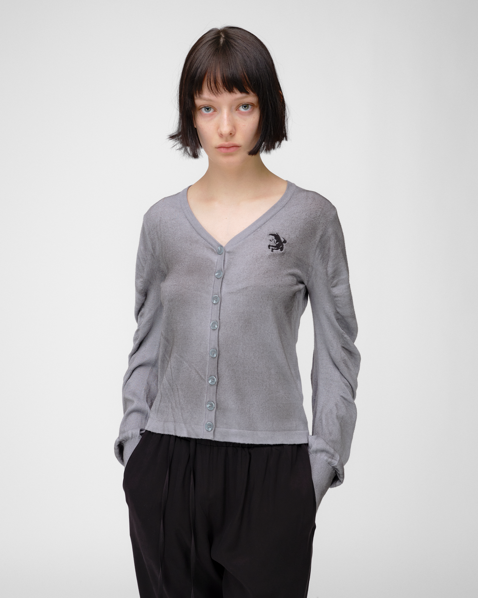 RUCHED KNIT CARDIGAN