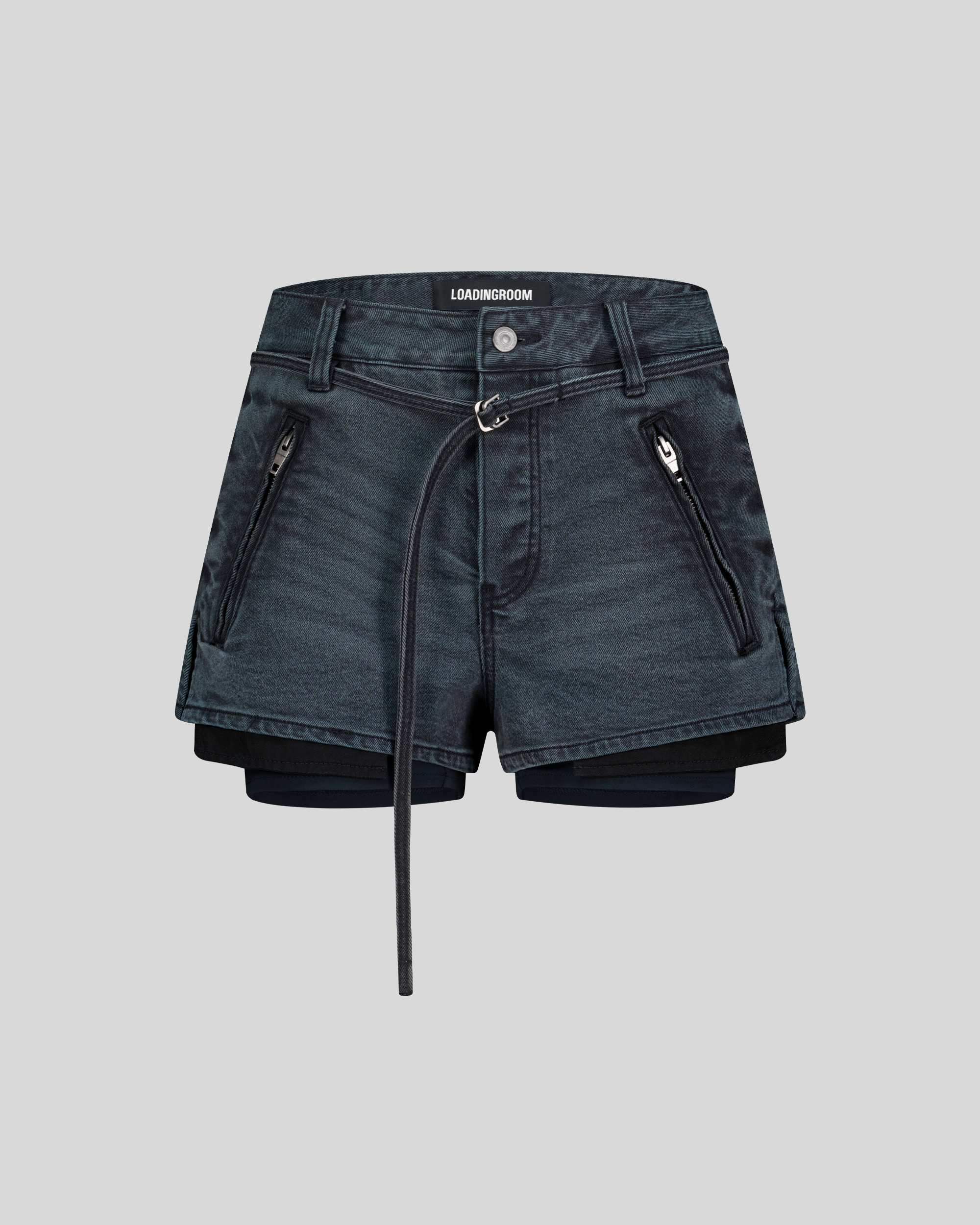BELTED DENIM SHORTS