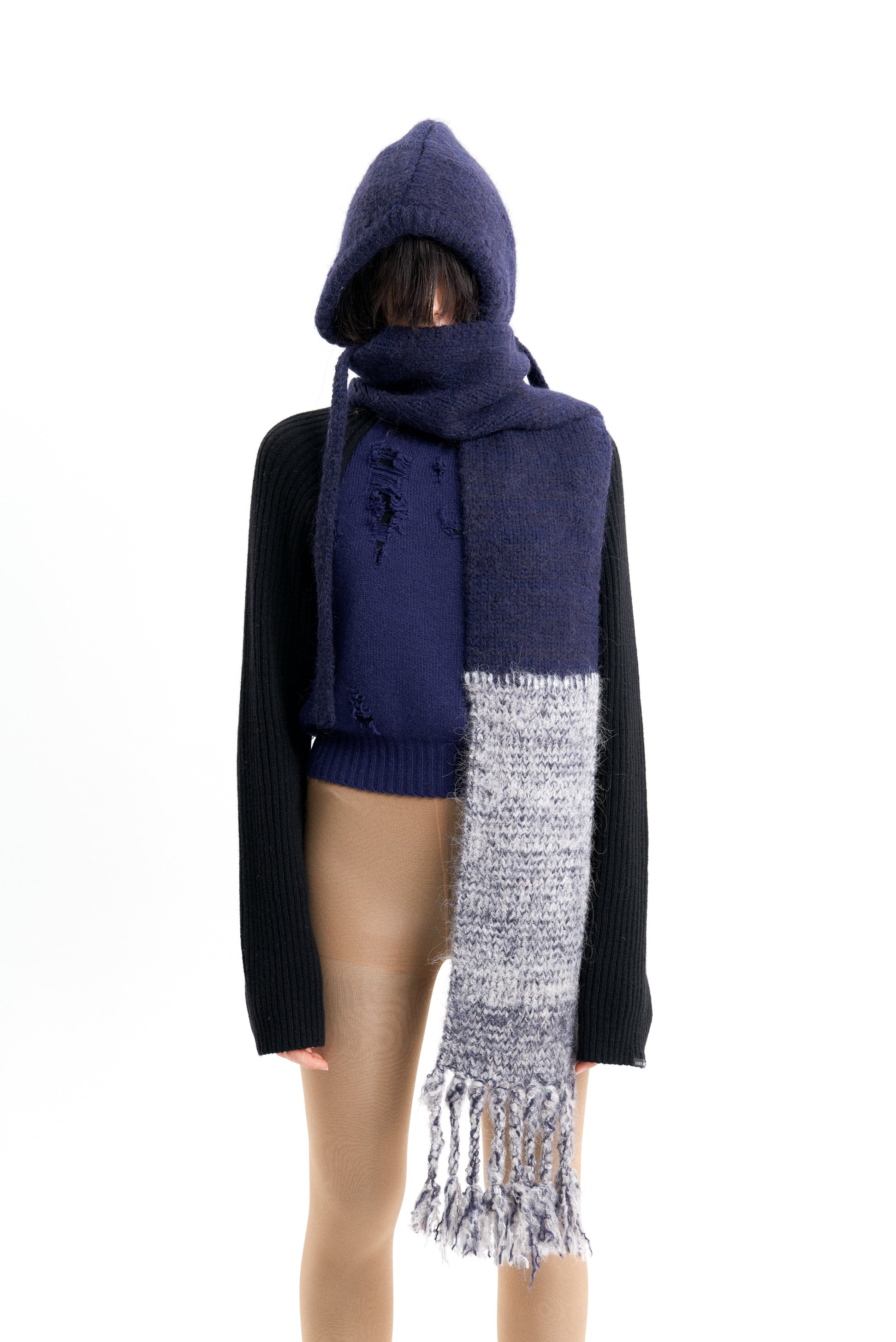 (EMMA) HAND STITCH HOODED SCARF