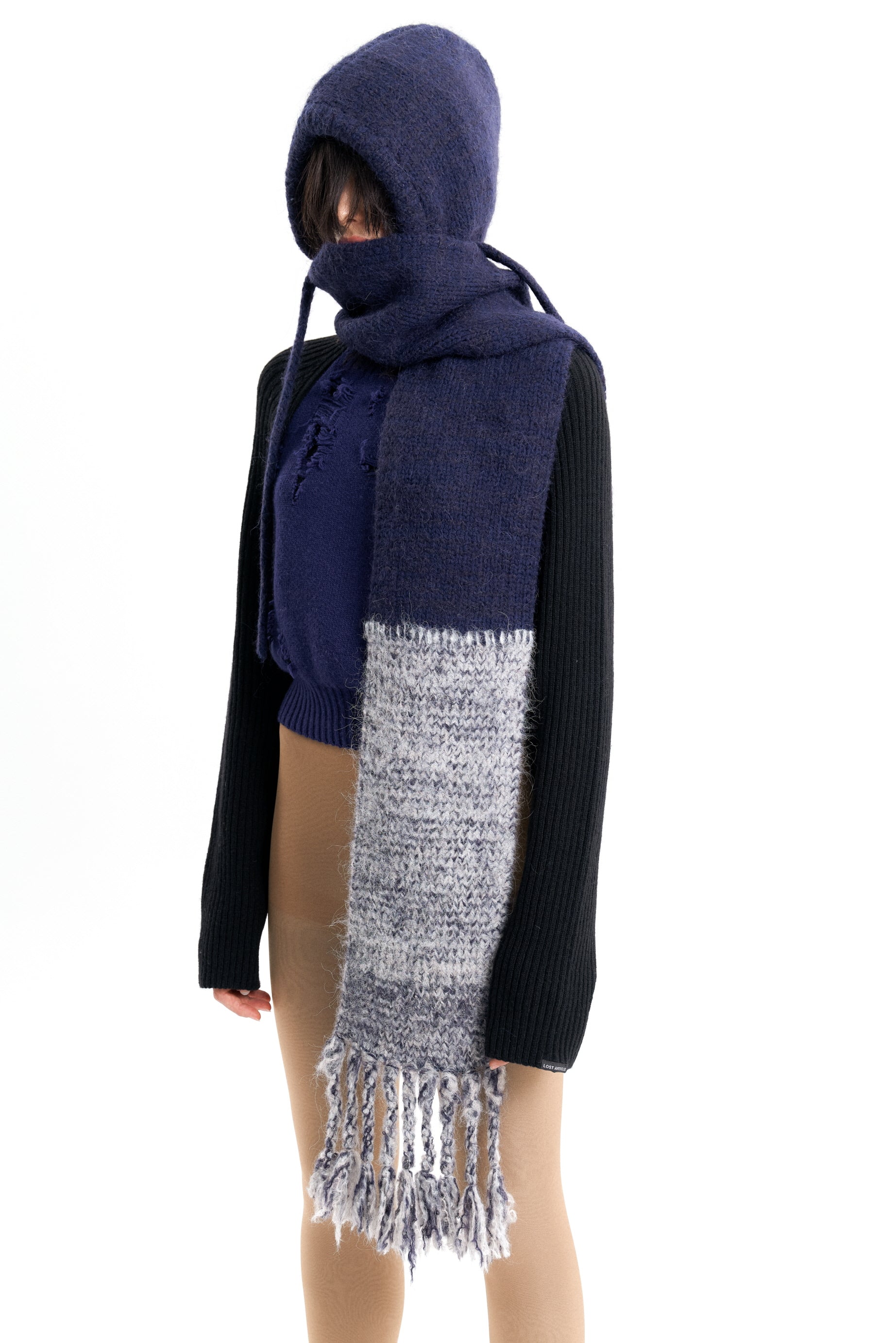 (EMMA) HAND STITCH HOODED SCARF